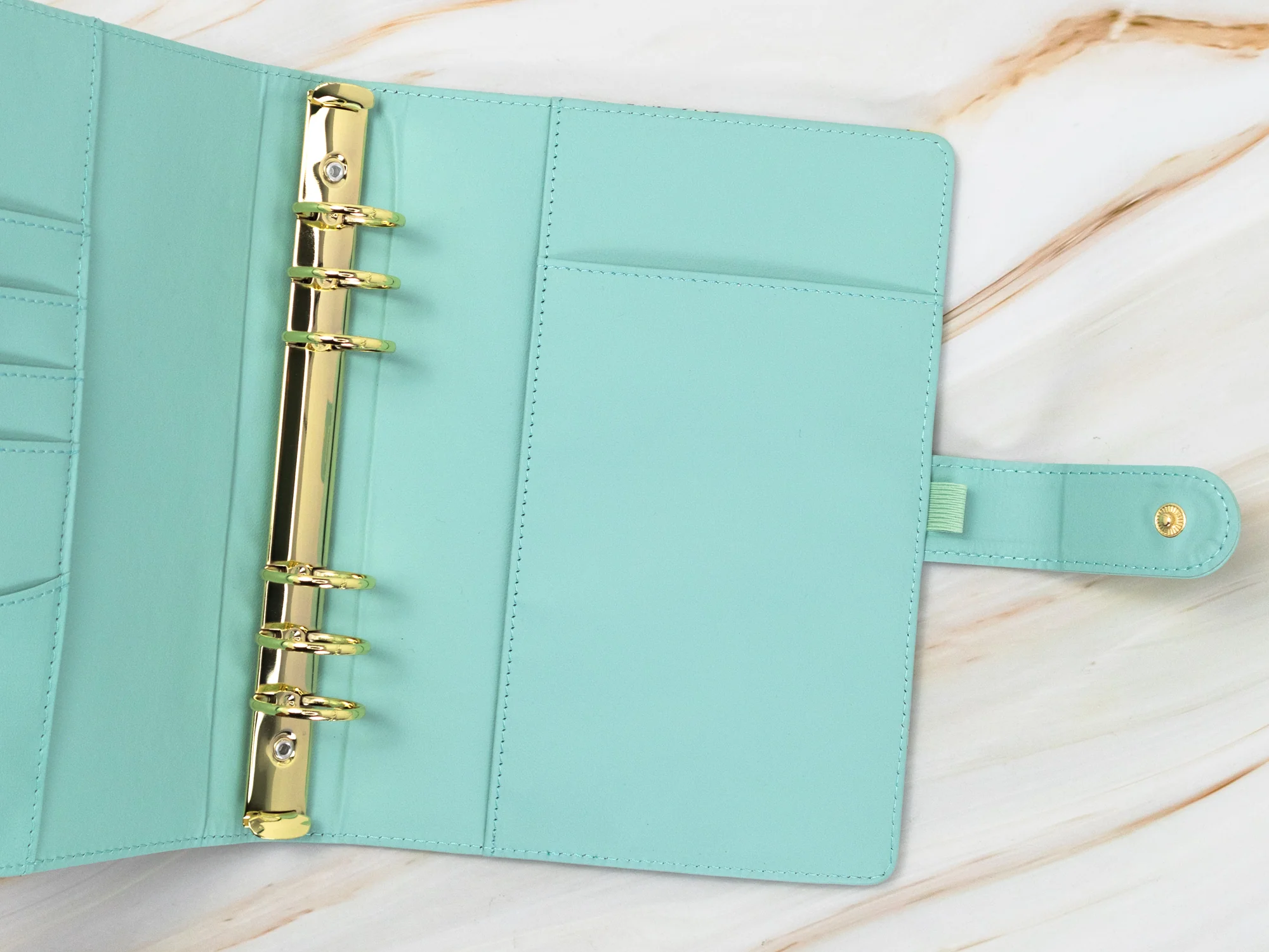 Vegan Leather Binder/Planner - Cute Characters (Mint) - Image 4