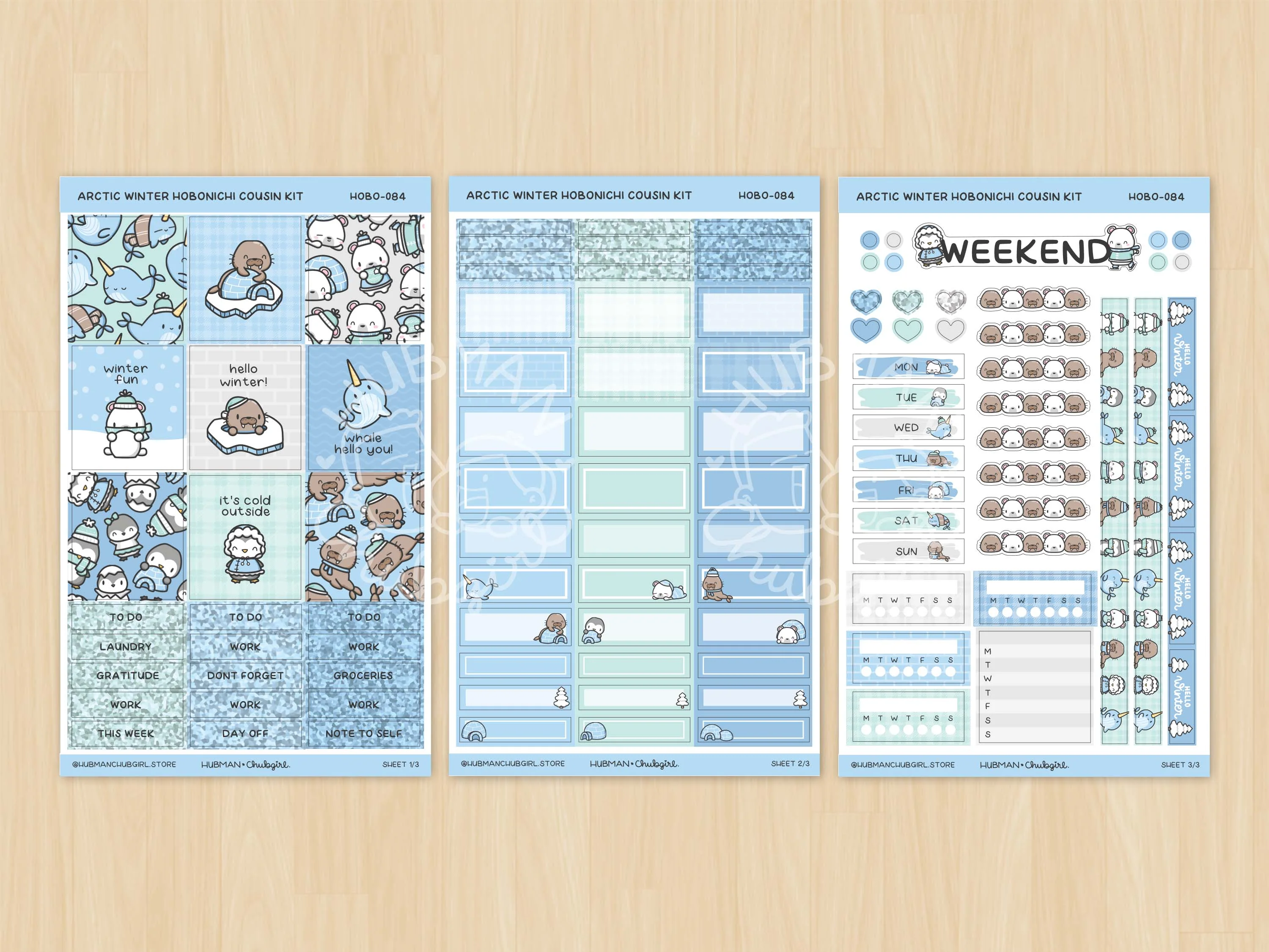 Arctic Winter Theme Hobonichi Cousin Weekly Kit (Set of 3) - Image 2