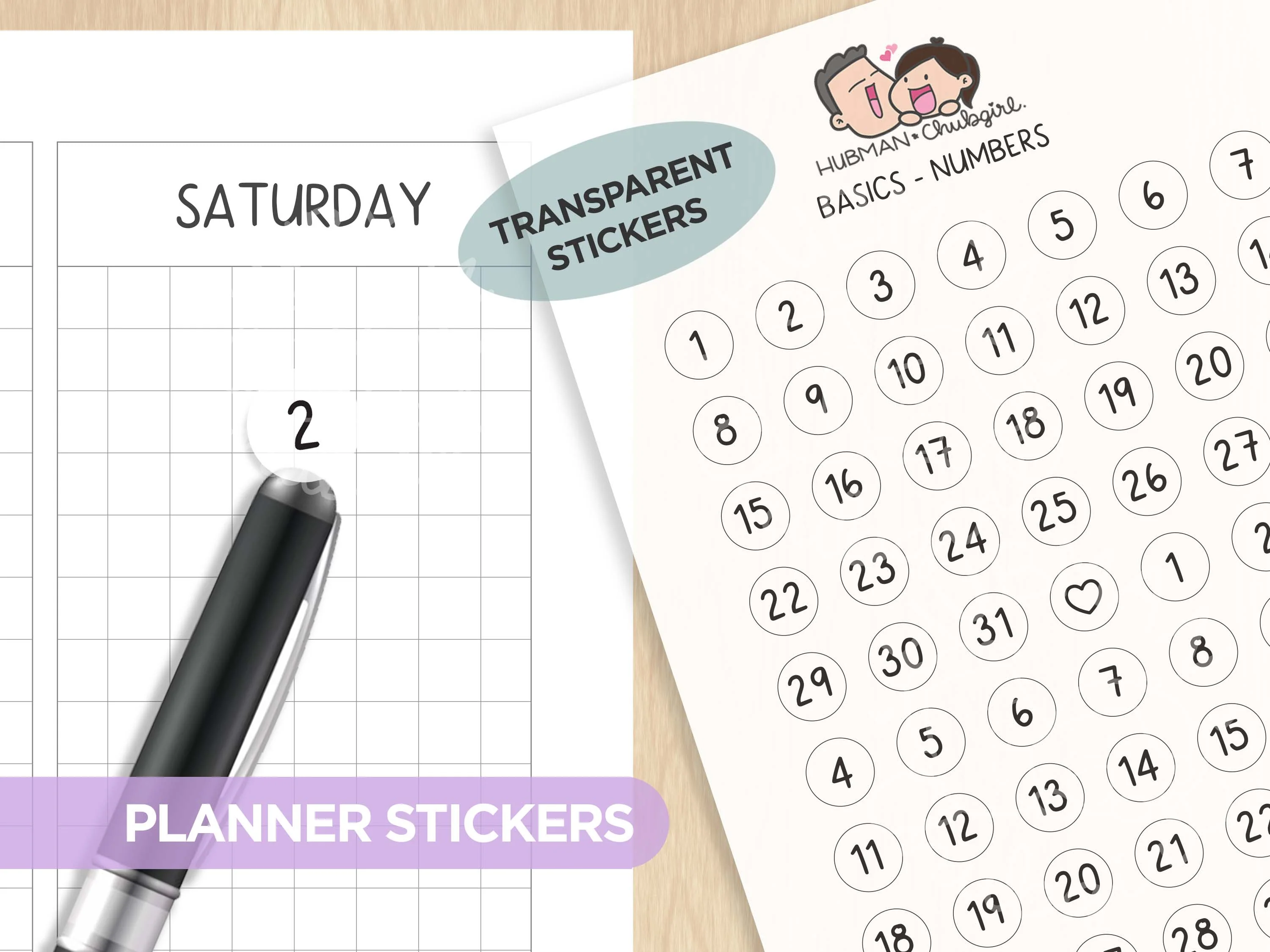 Basics - Numbers Text Planner Stickers (Simple Font)