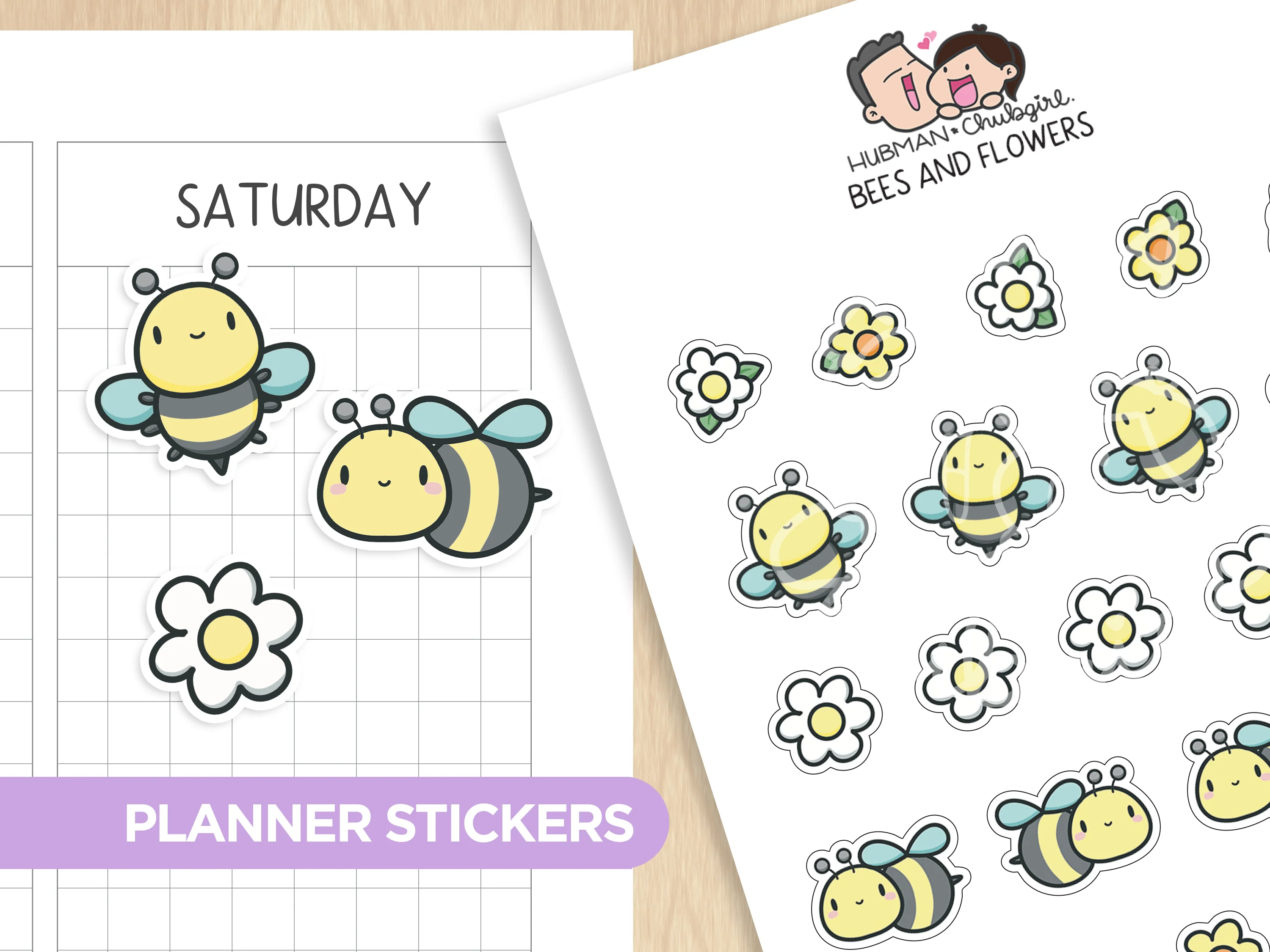Bees and Flowers Planner Stickers