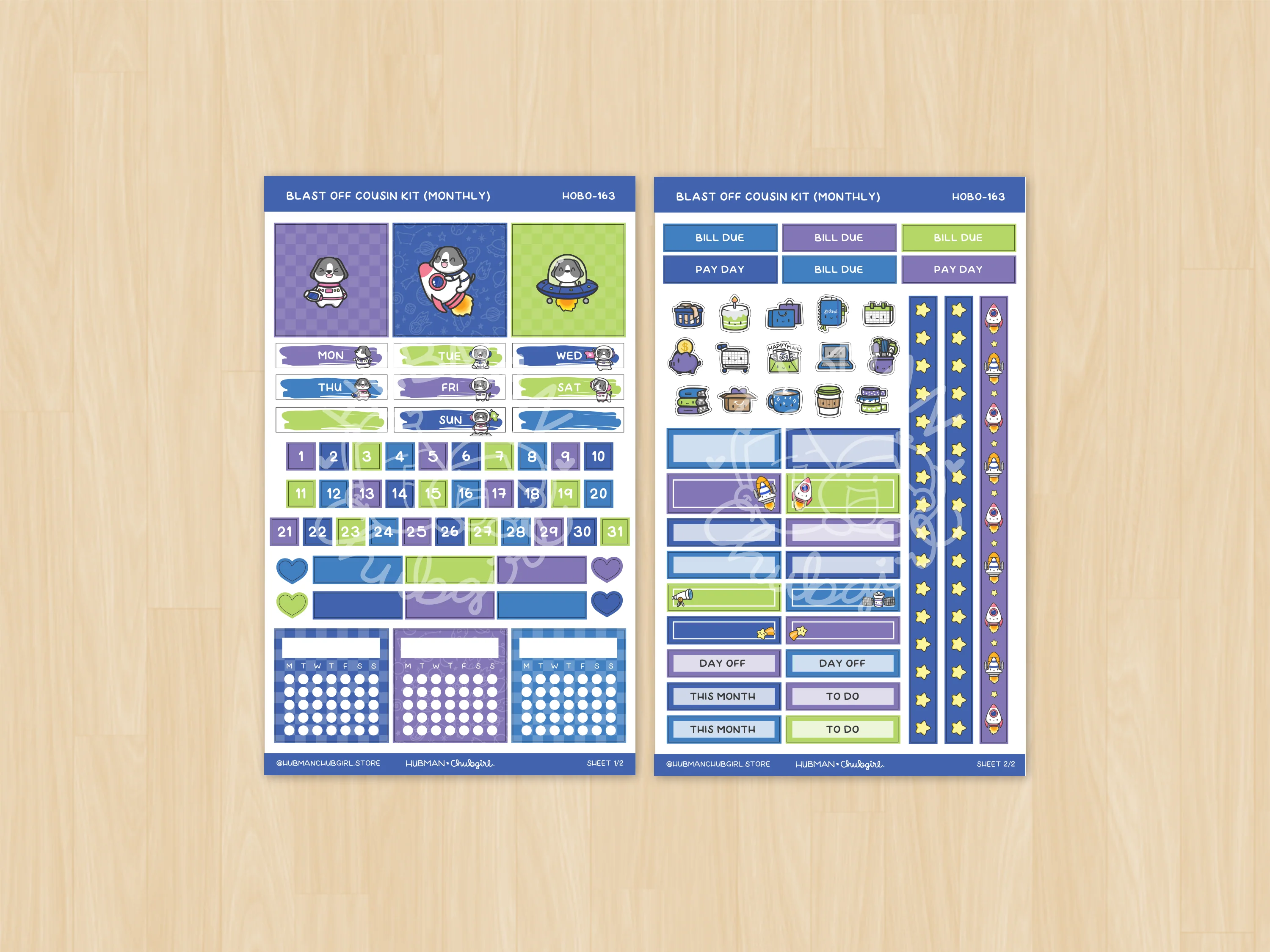 Blast Off Theme Hobonichi Cousin Monthly Kit (Set of 2) - Image 2