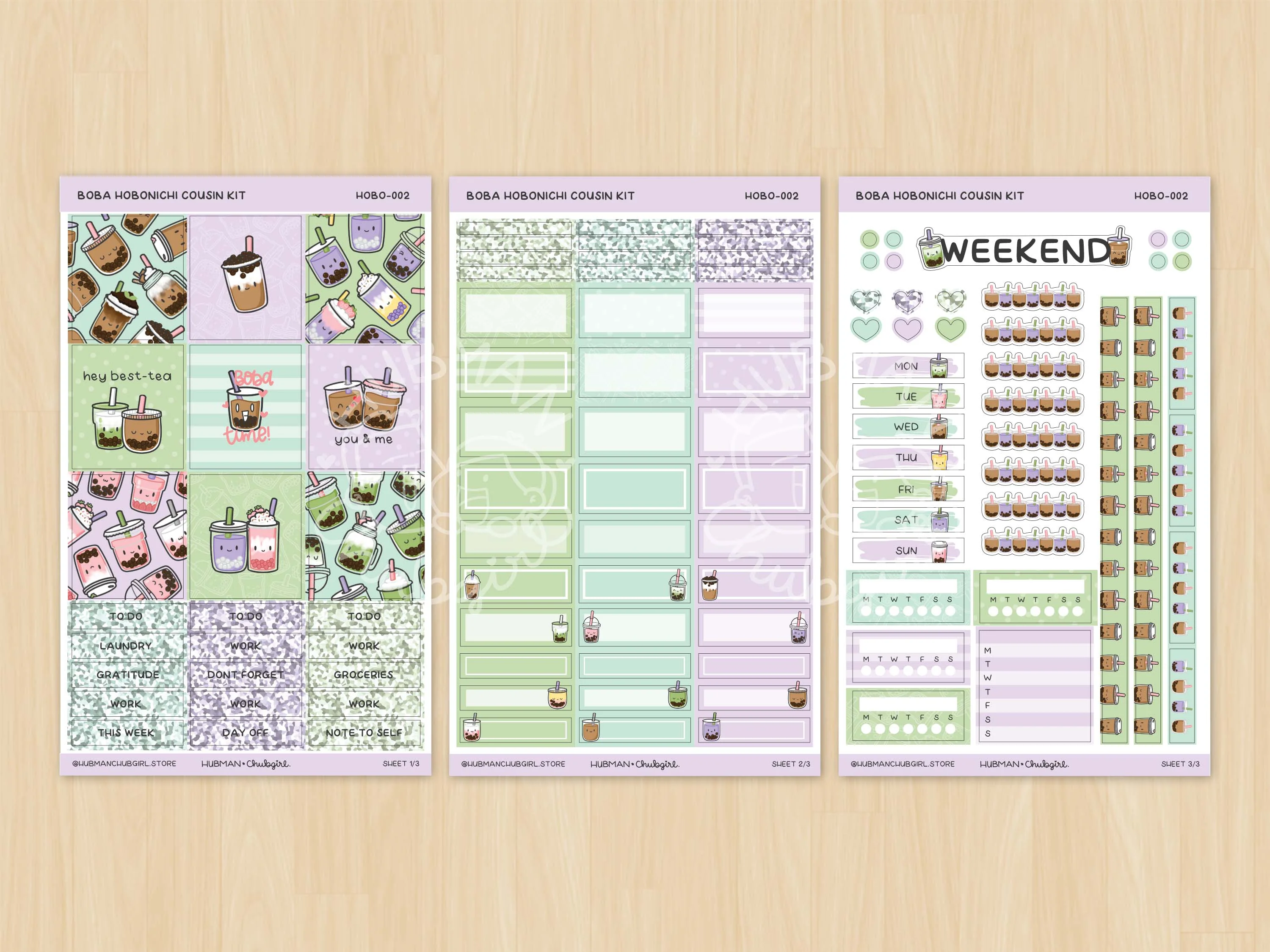 Boba Theme Hobonichi Cousin Weekly Kit (Set of 3) - Image 2