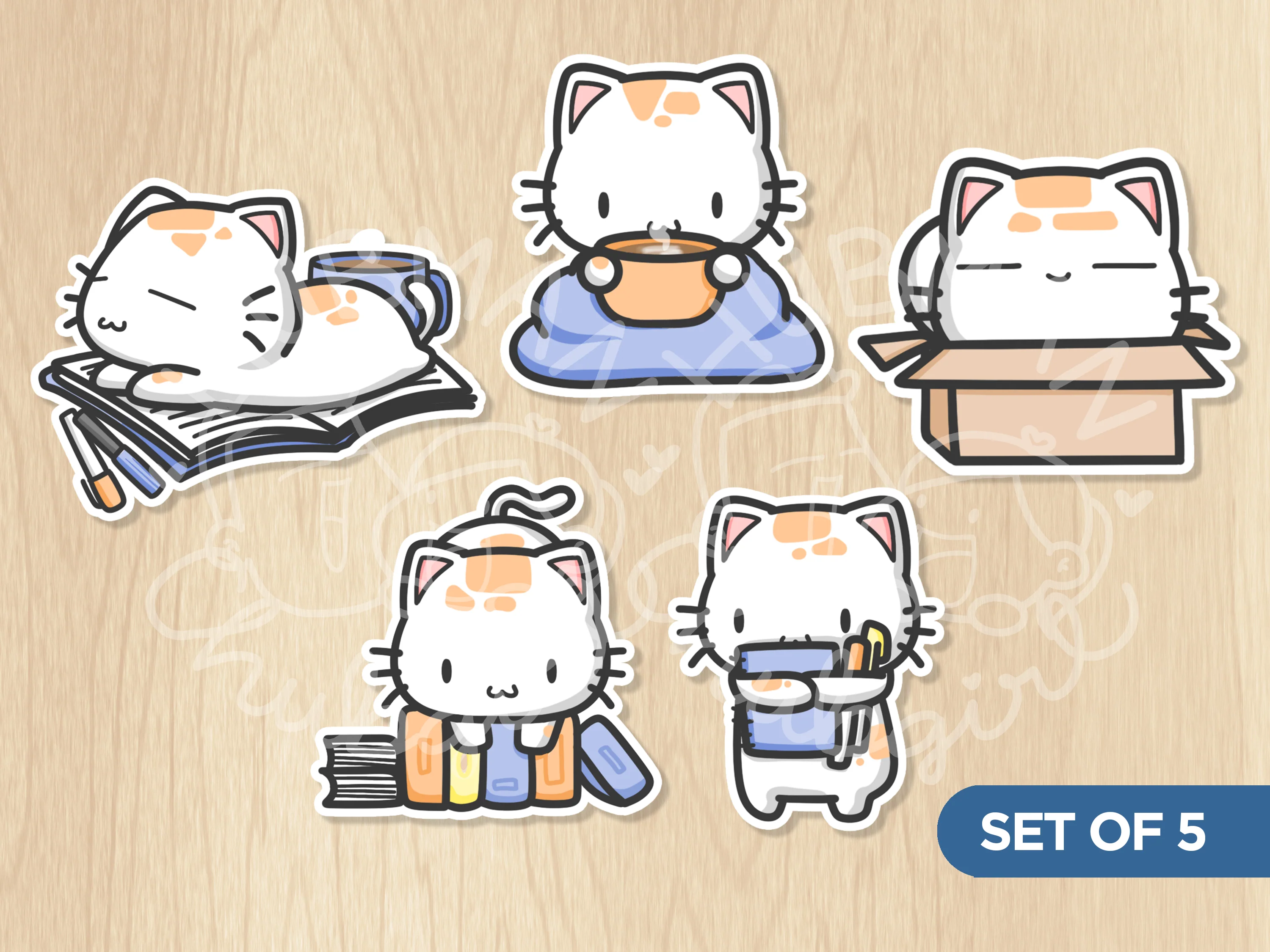 Big Cozy Cats Die Cut Stickers (Set of 5) - Image 3