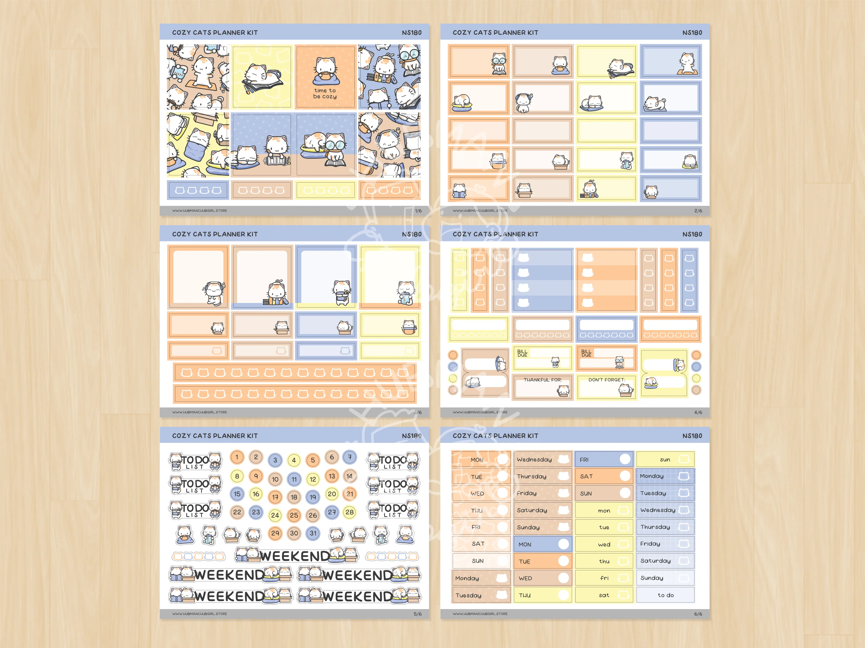 Cozy Cat Planner Kit (Set of 6) - Image 2