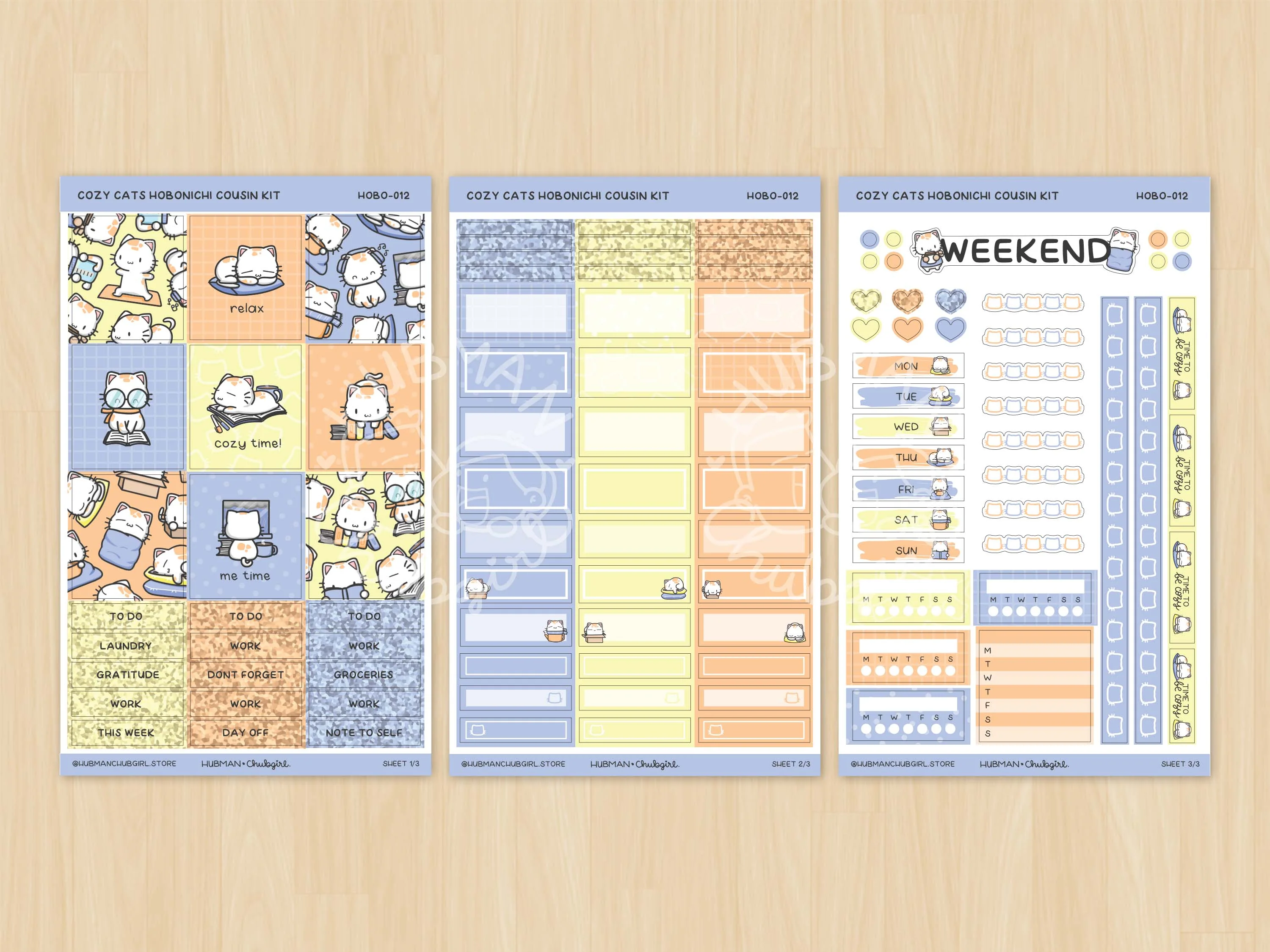 Cozy Cats Theme Hobonichi Cousin Weekly Kit (Set of 3) - Image 2