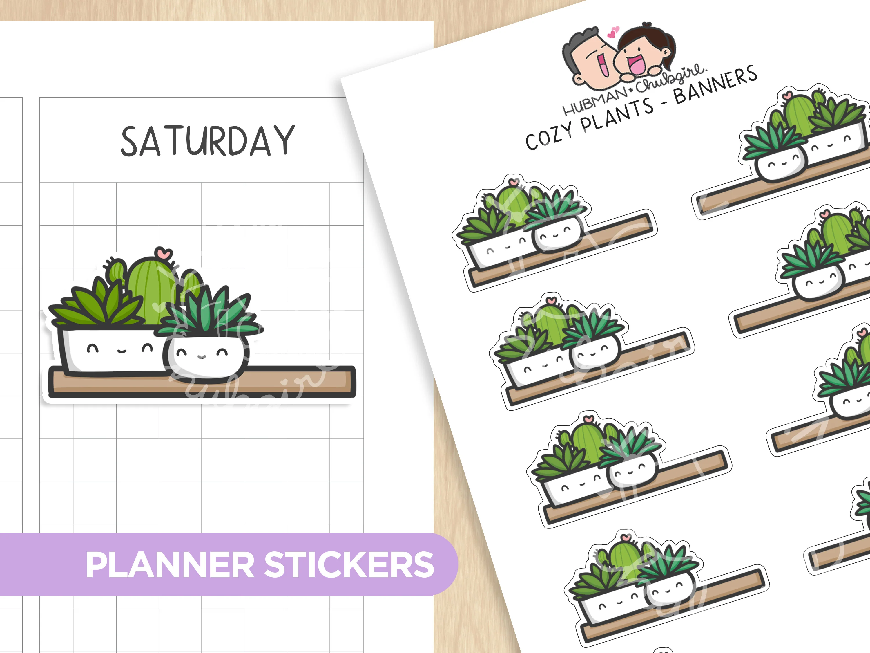 Cozy Plants - Banners Planner Stickers