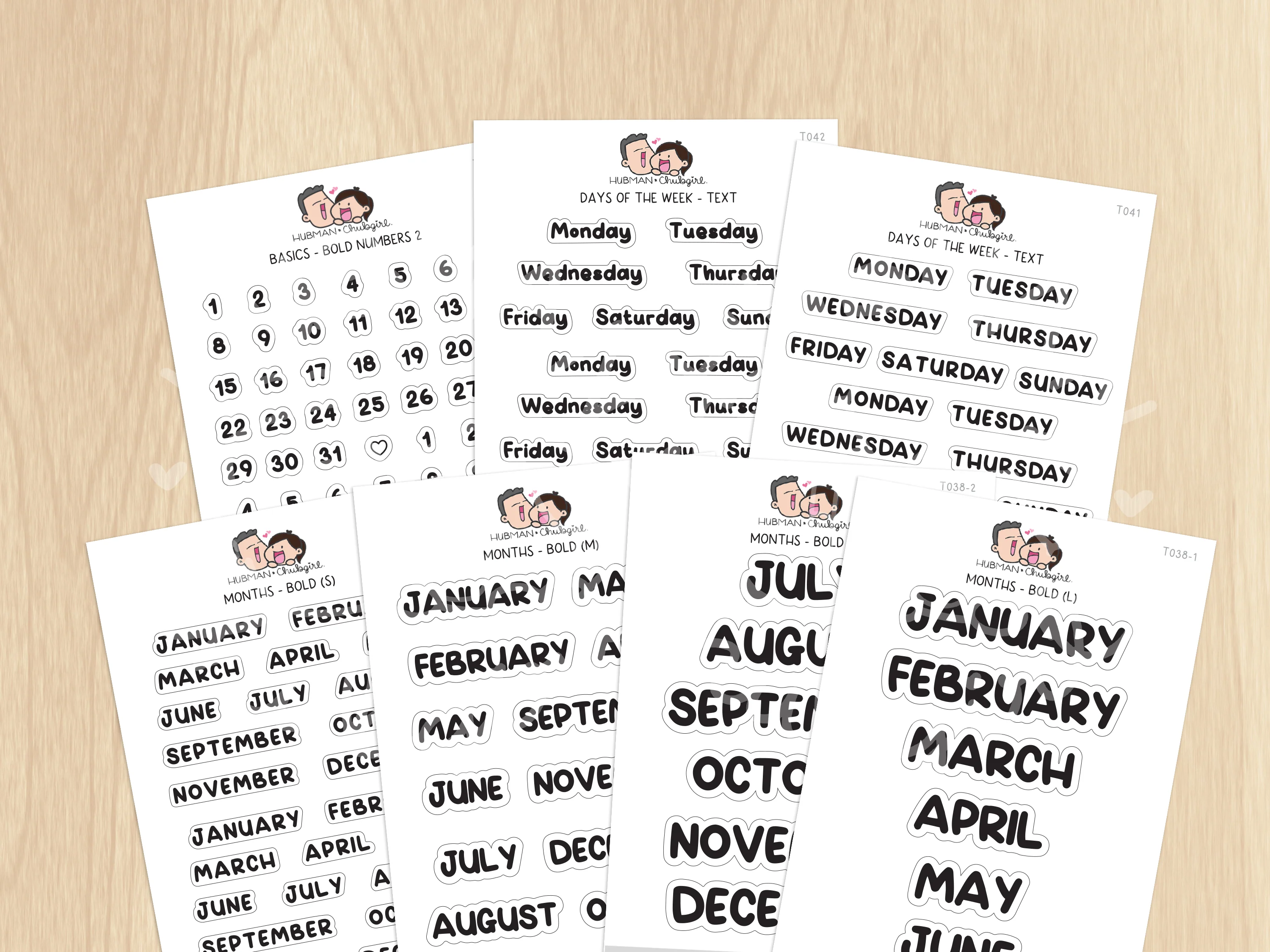 Dates & Numbers - Text Planner Stickers Set (Bold Font)