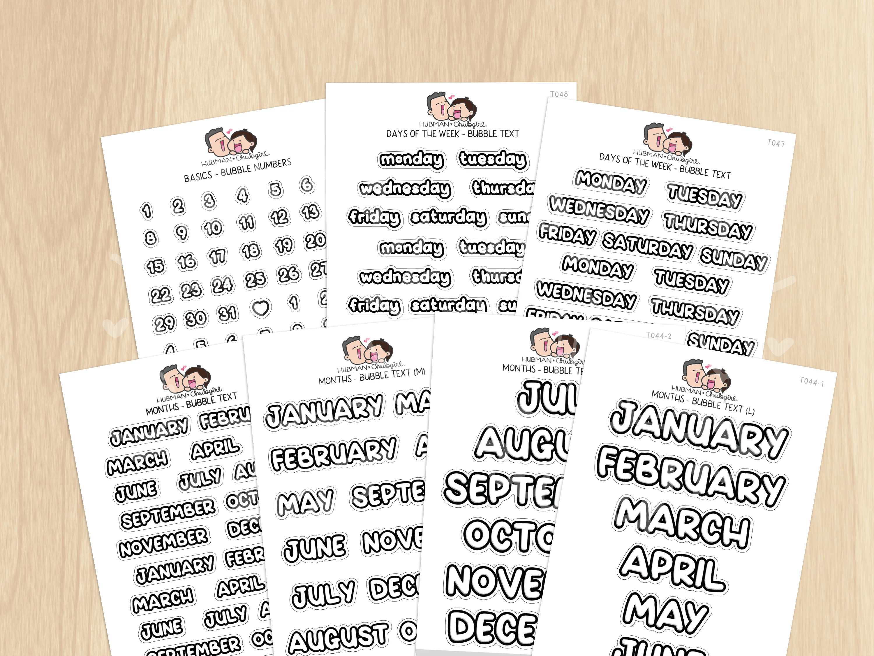 Dates & Numbers - Text Planner Stickers Set (Bubble Font)