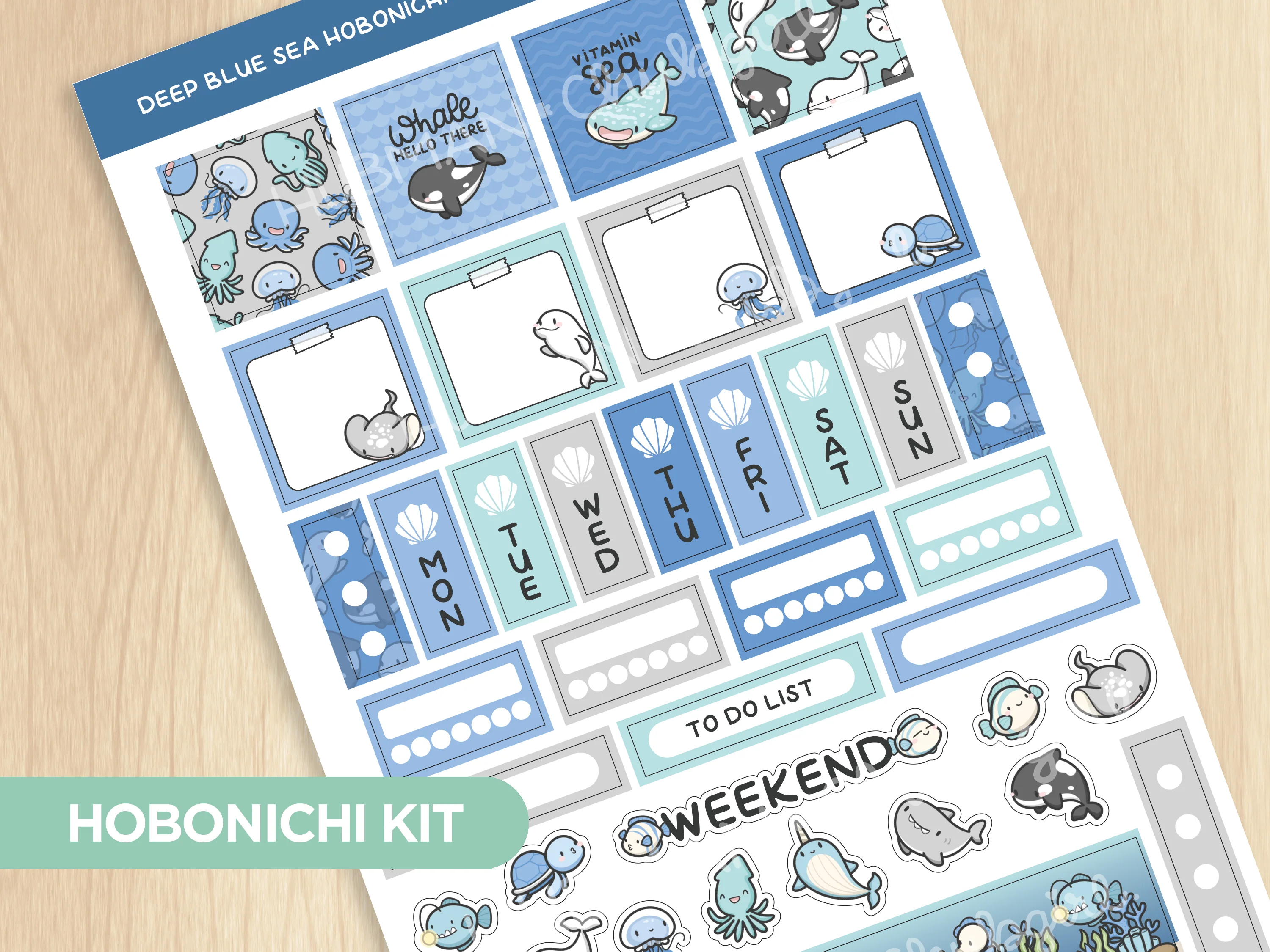 Deep Blue Sea Theme Hobonichi Weeks Kit