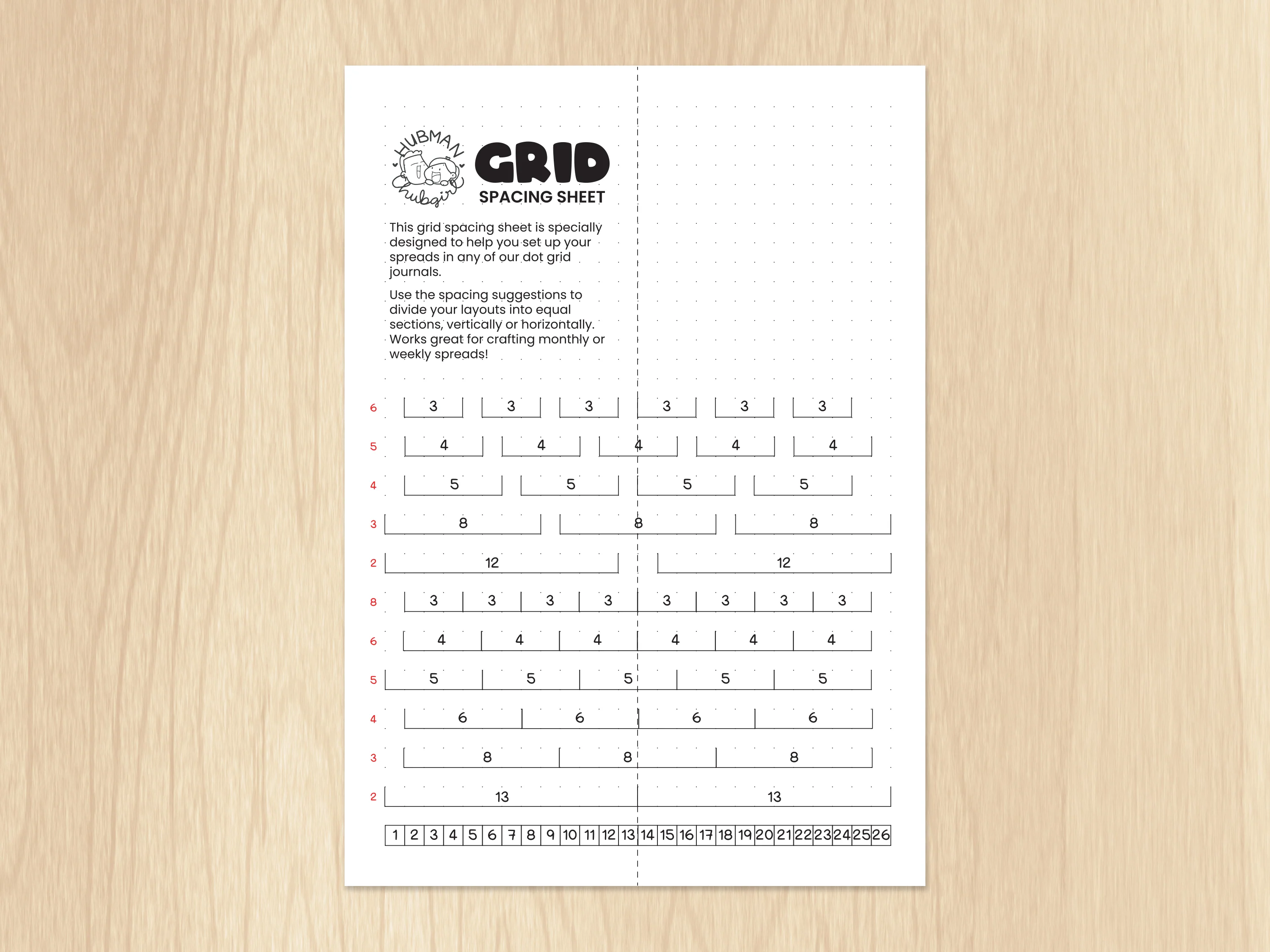 Dot Grid Spacing Sheet