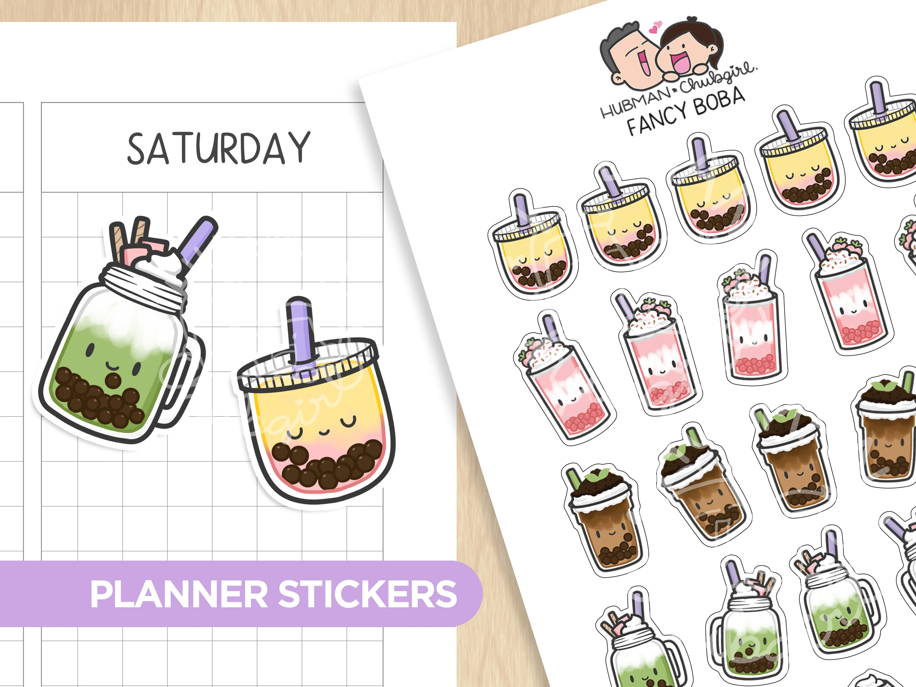 Fancy Boba Planner Stickers