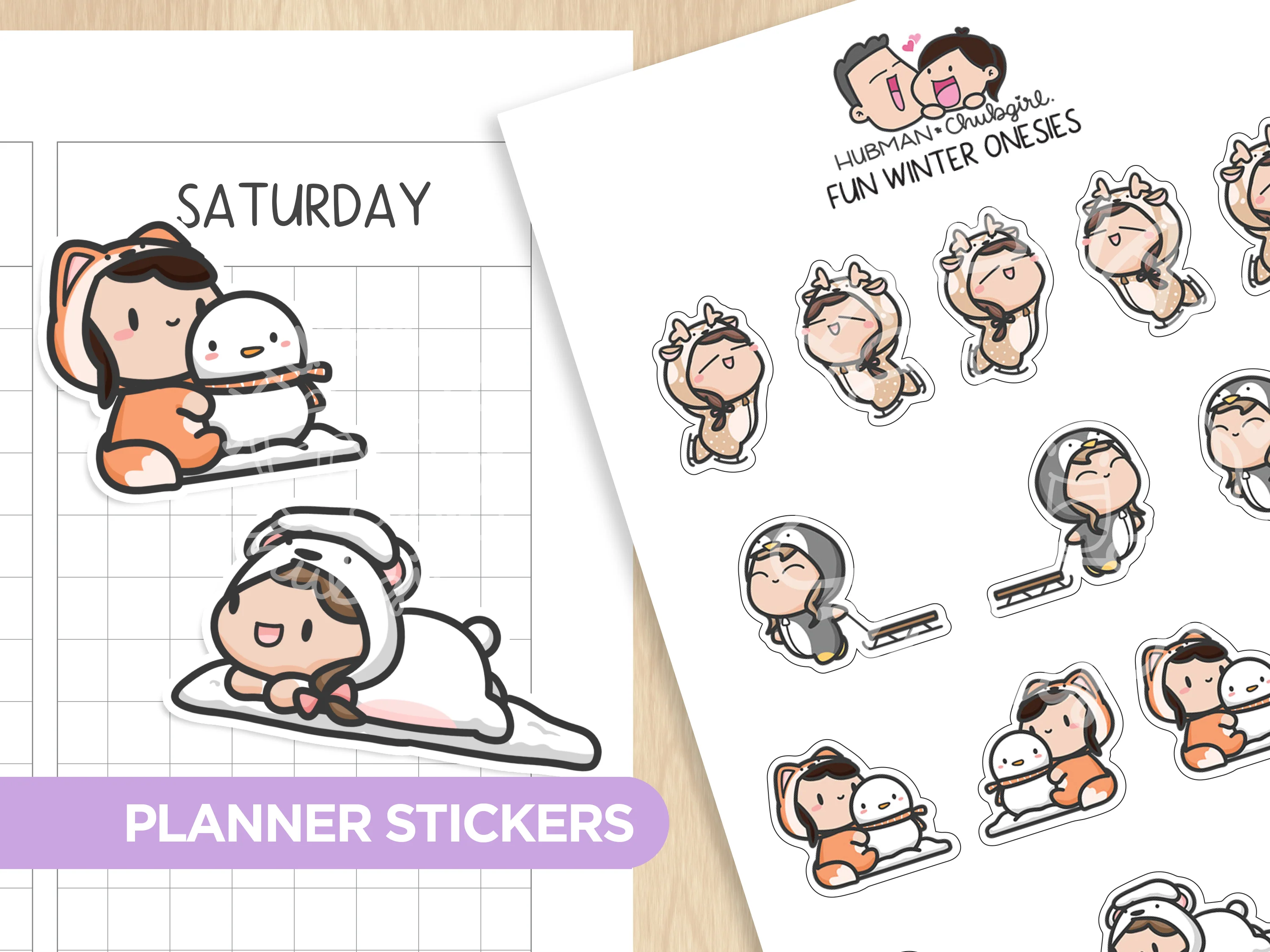 Fun Winter Onesies Planner Stickers