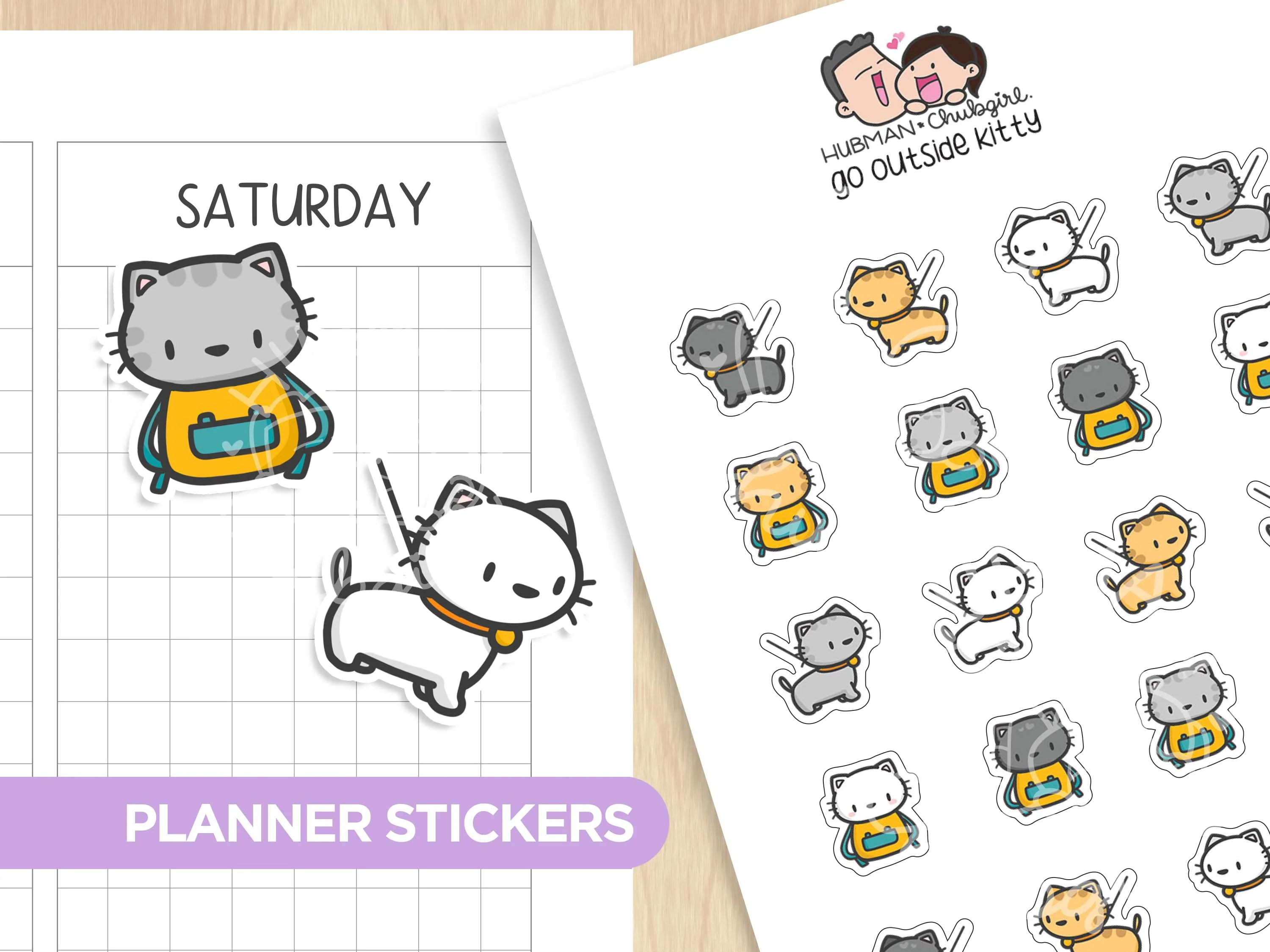 Go Outside Kitty Planner Stickers
