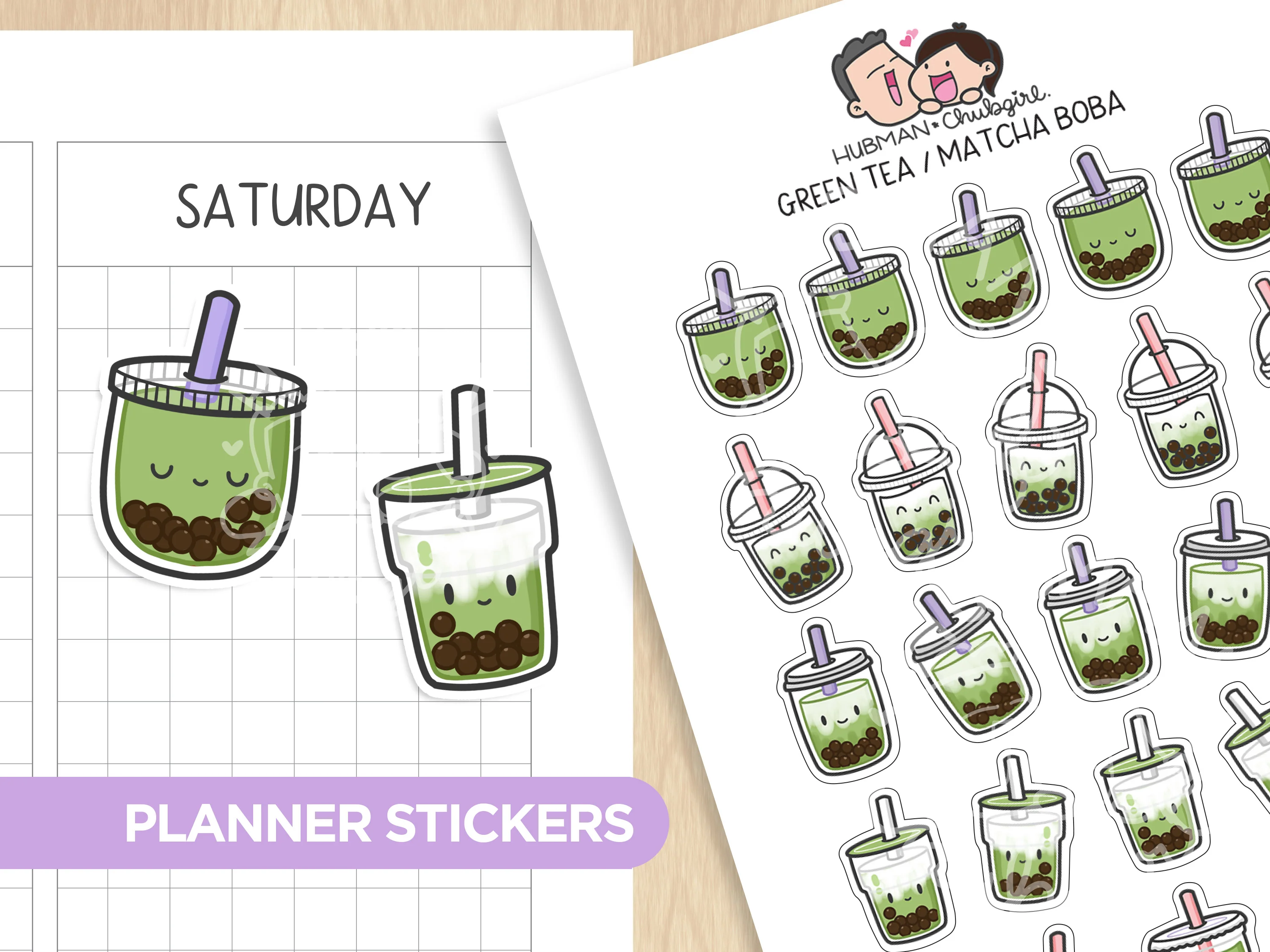 Green Tea Planner Stickers
