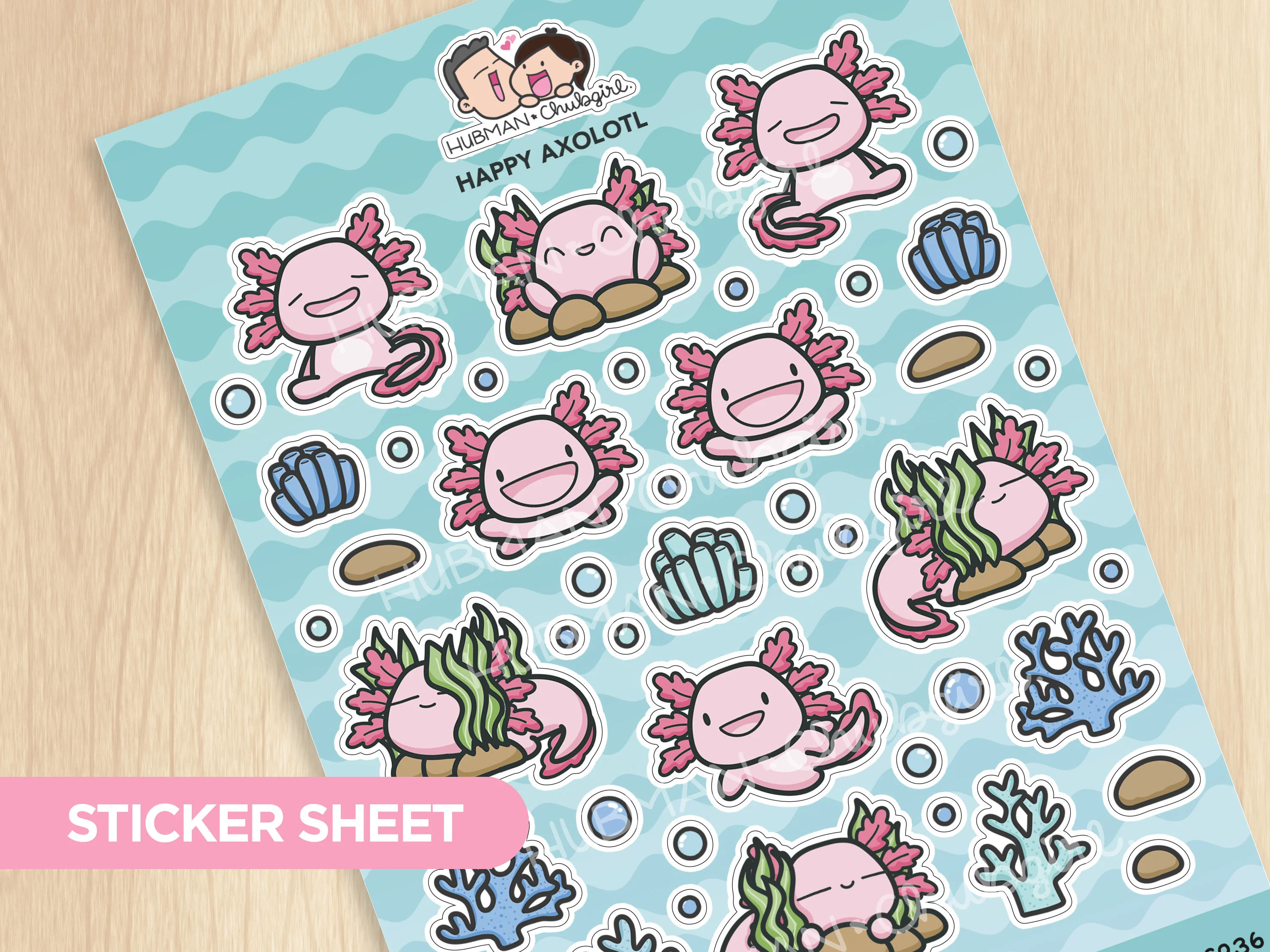 Happy Axolotl Sticker Sheet