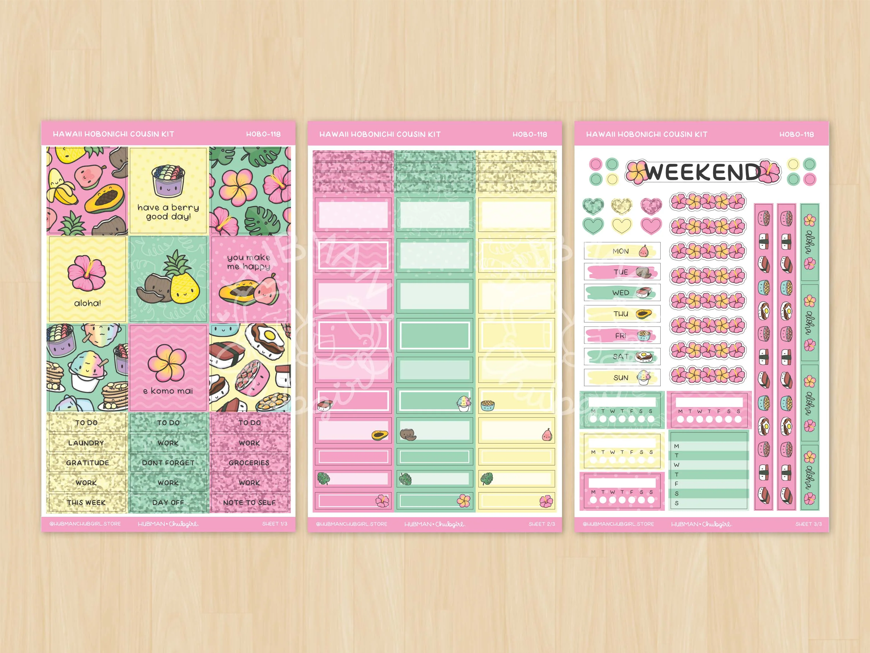 Hawaii Theme Hobonichi Cousin Weekly Kit (Set of 3) - Image 2