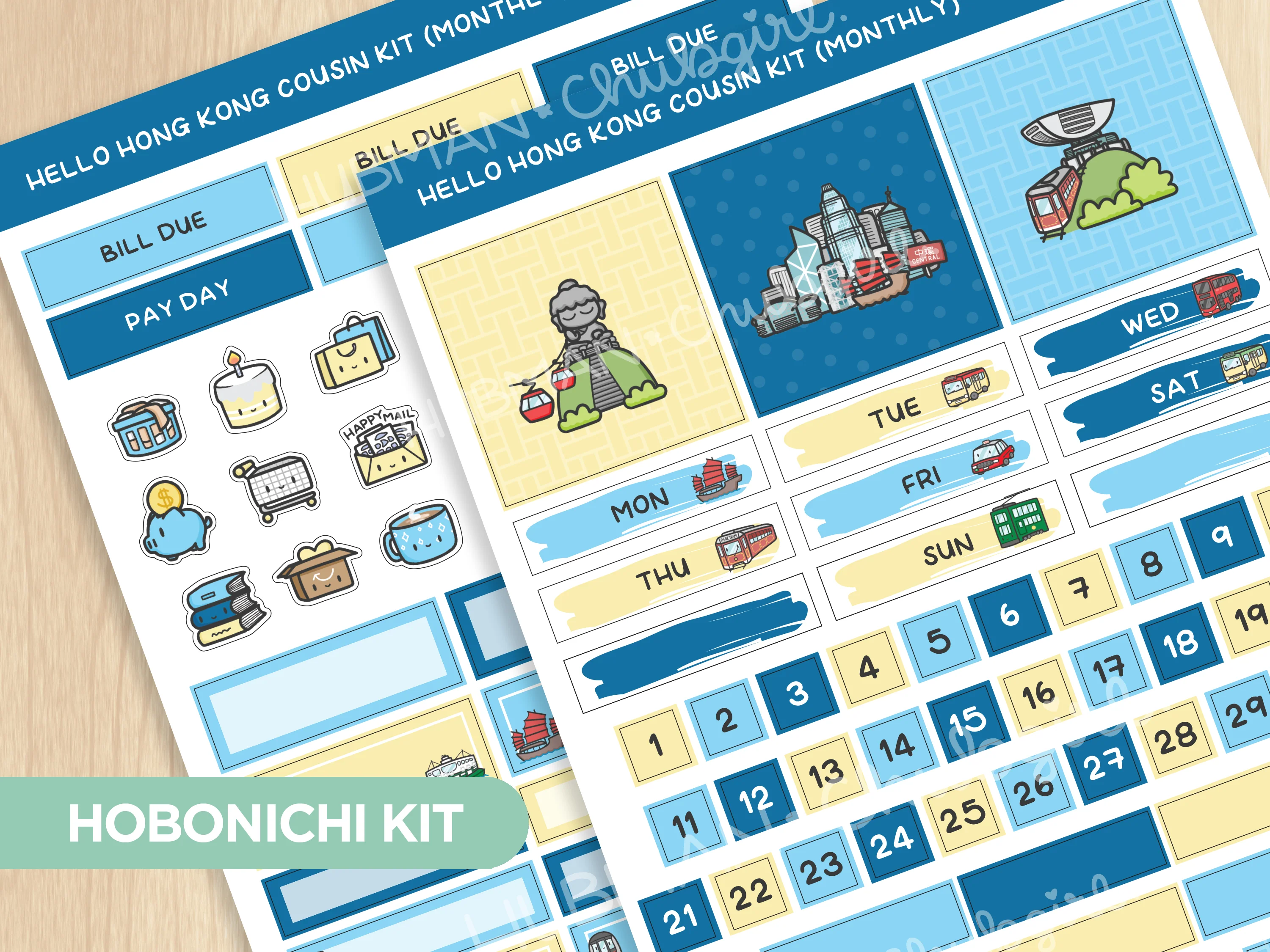 Hello Hong Kong Theme Hobonichi Cousin Monthly Kit (Set of 2)