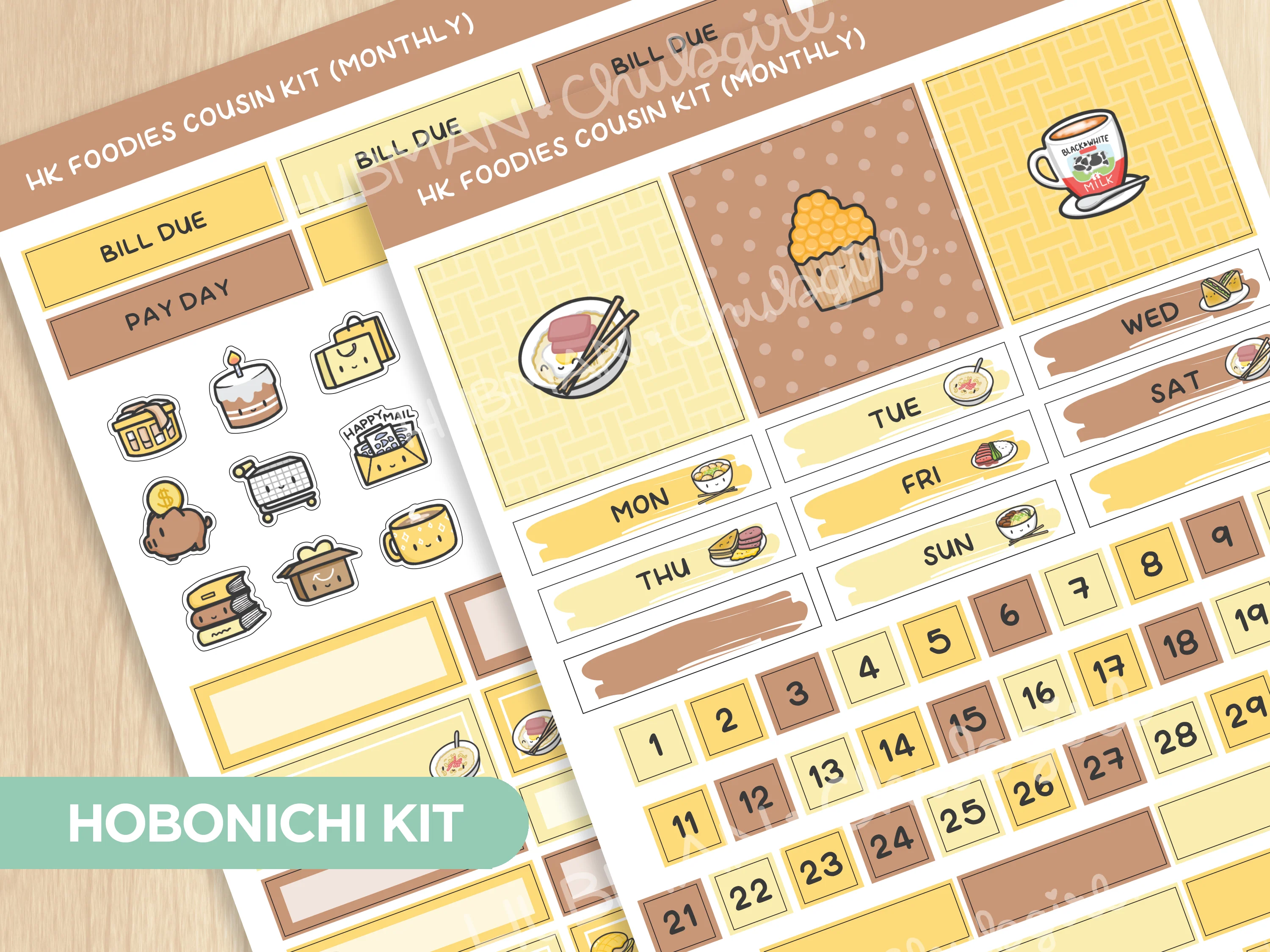 HK Foodies Theme Hobonichi Cousin Monthly Kit (Set of 2)