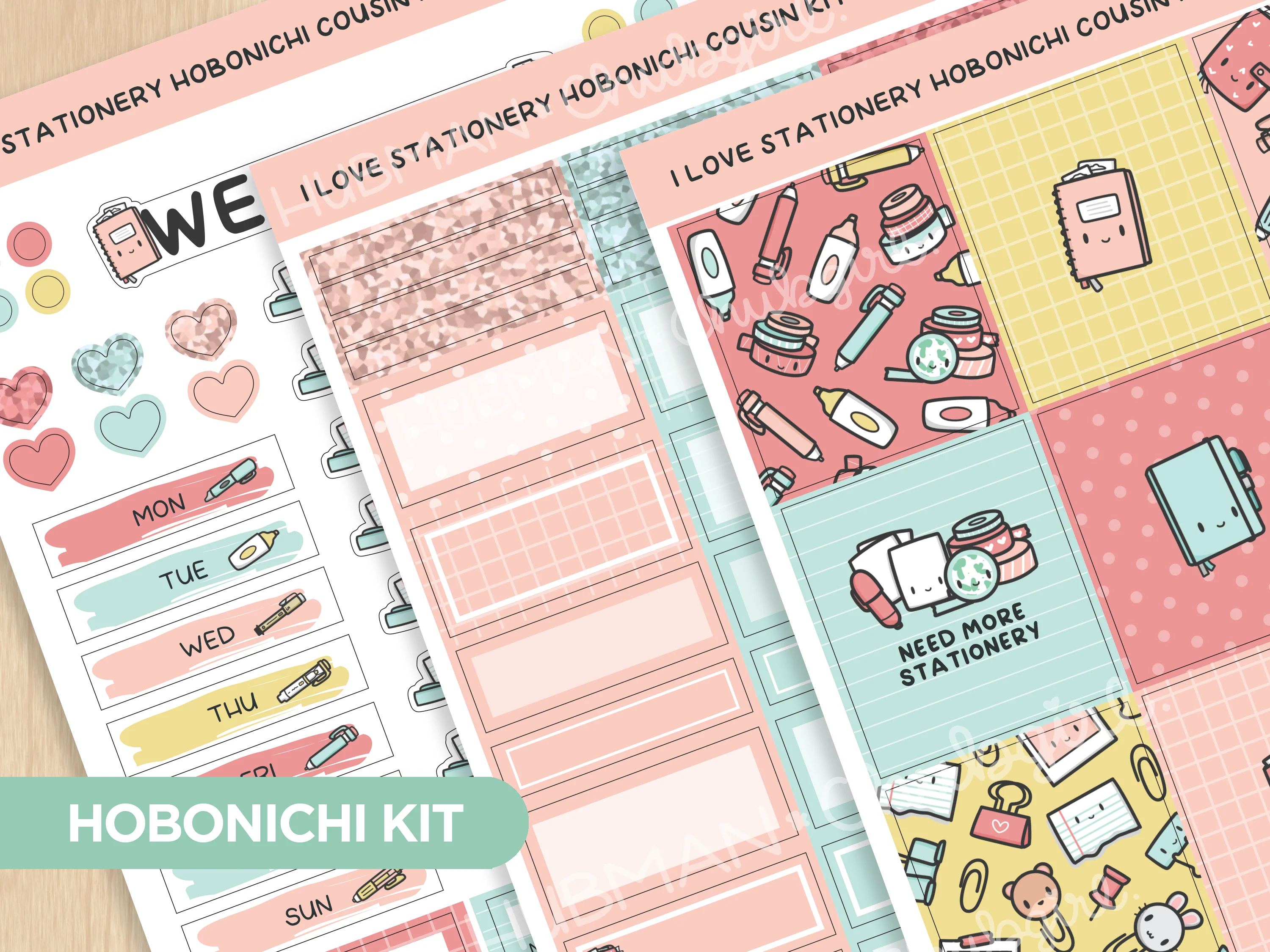 I Love Stationery Theme Hobonichi Cousin Weekly Kit (Set of 3)