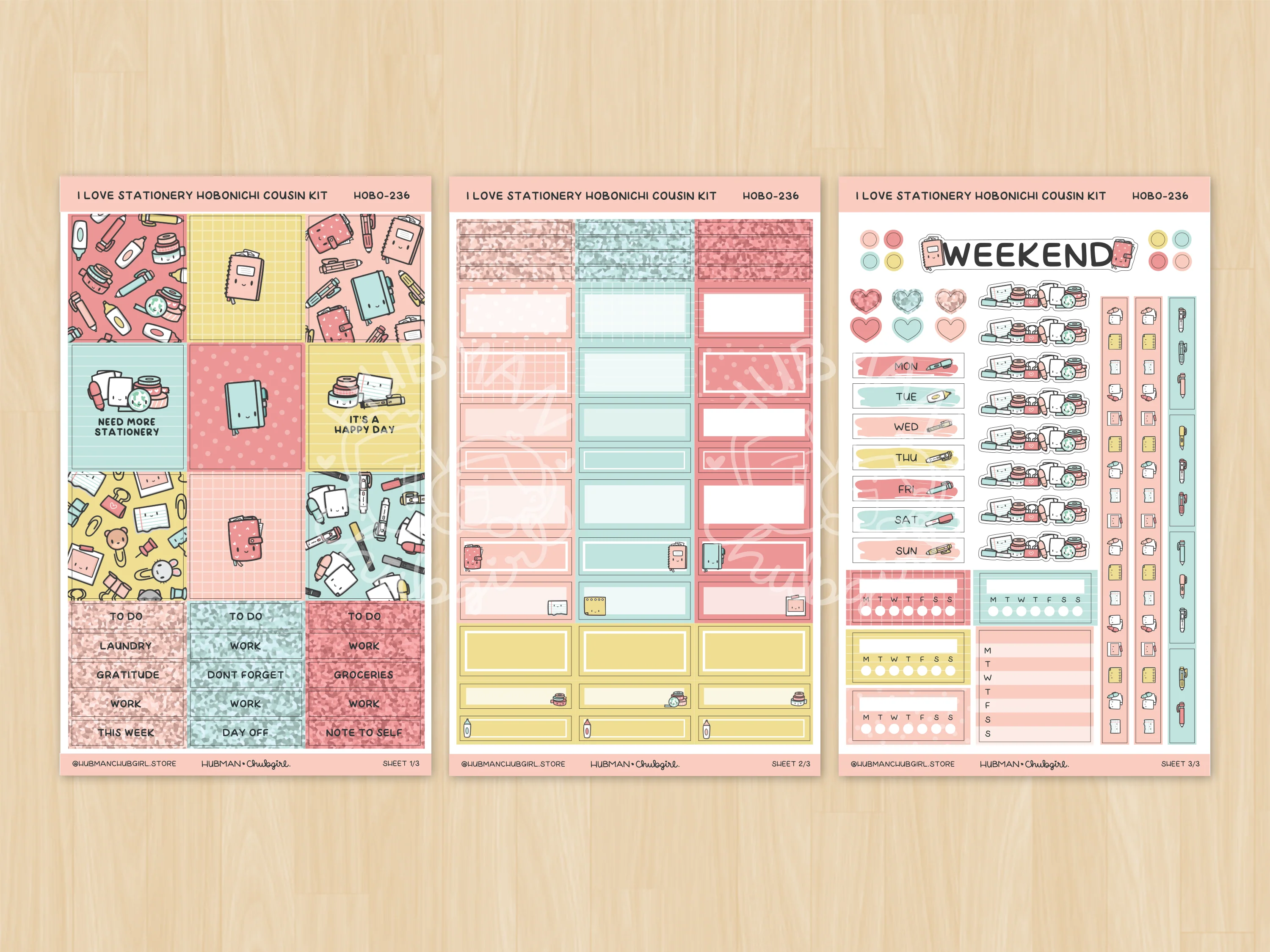 I Love Stationery Theme Hobonichi Cousin Weekly Kit (Set of 3) - Image 2