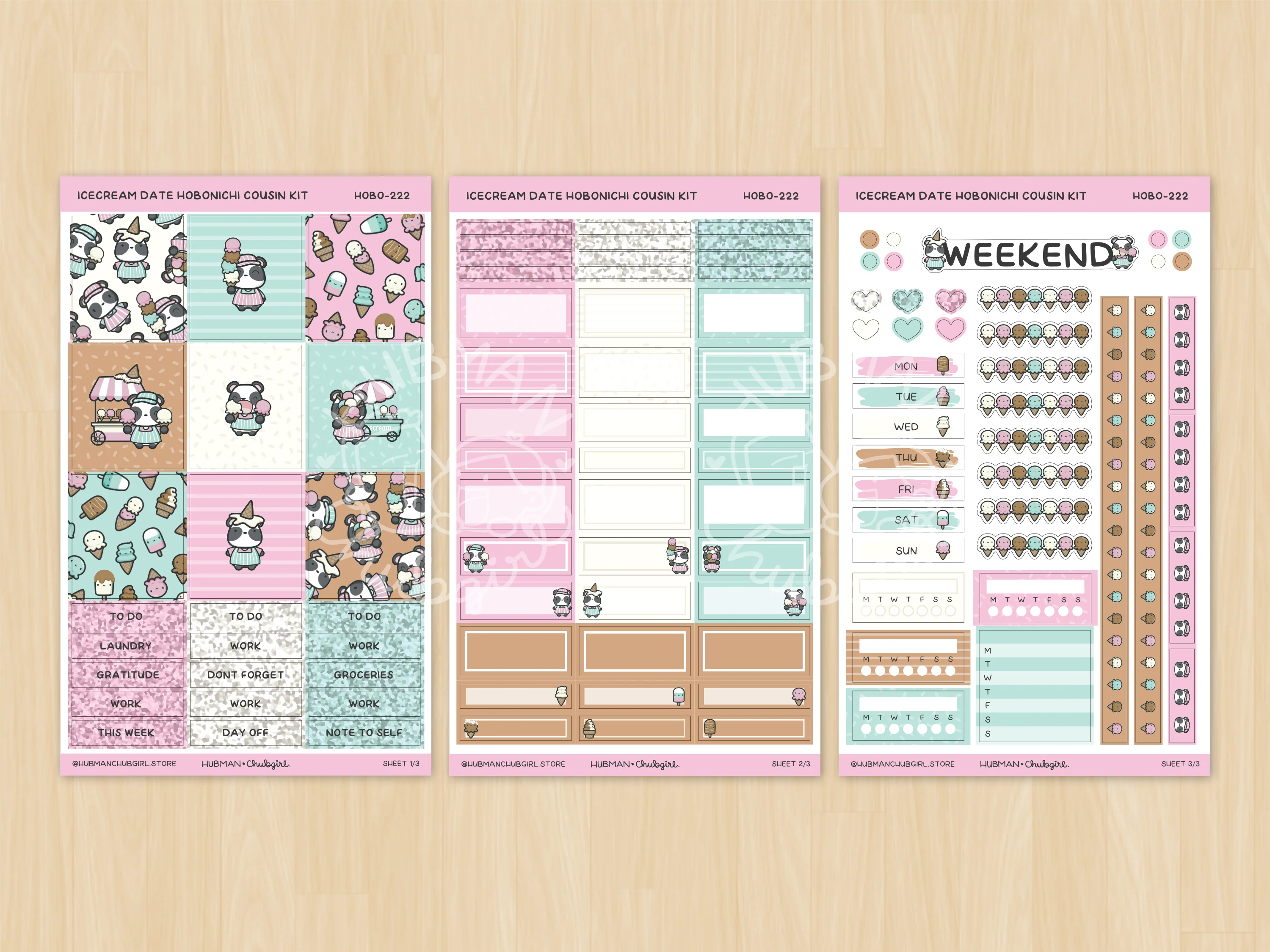 Icecream Date Theme Hobonichi Cousin Weekly Kit (Set of 3) - Image 2
