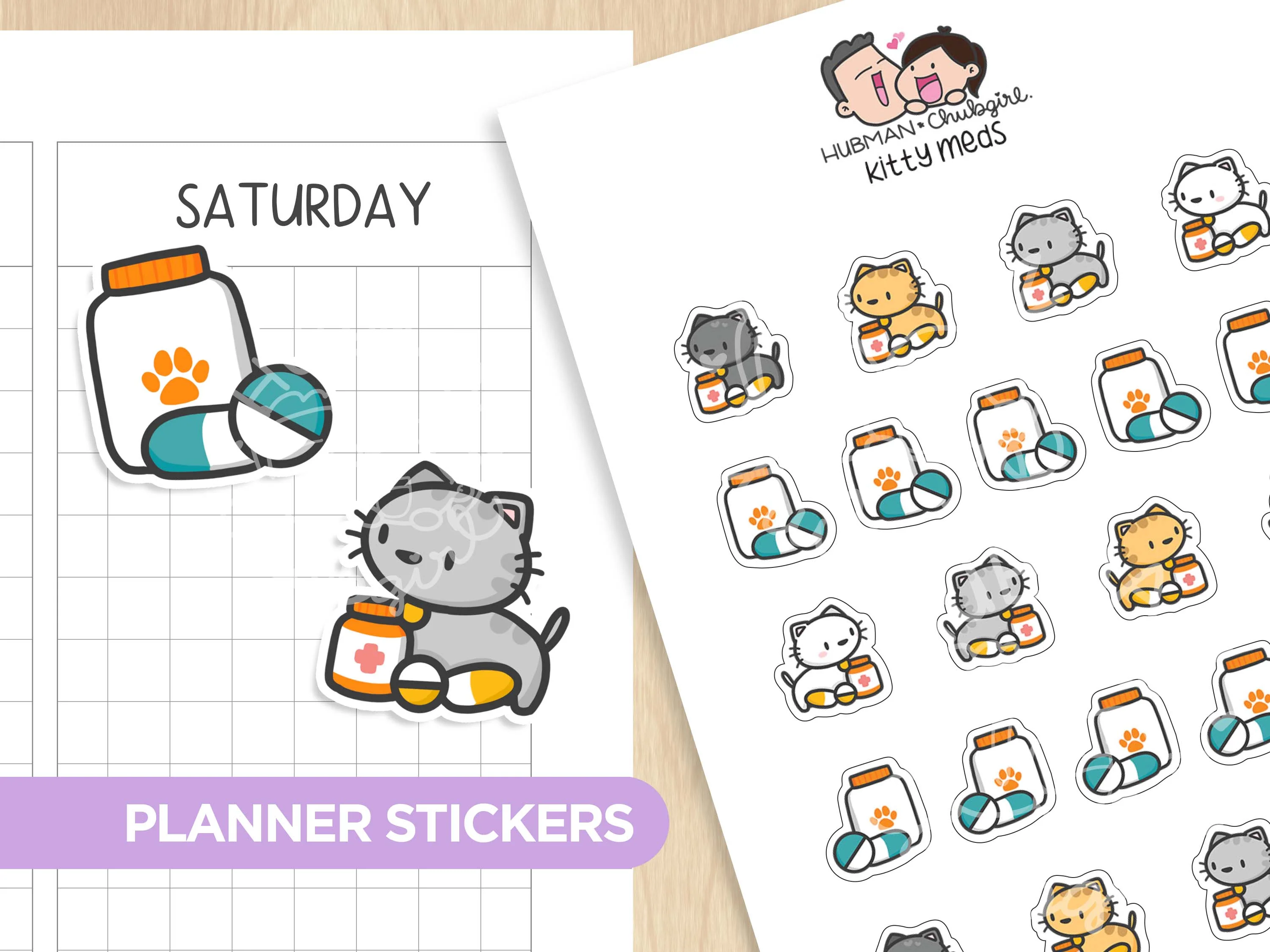 Kitty Meds Planner Stickers