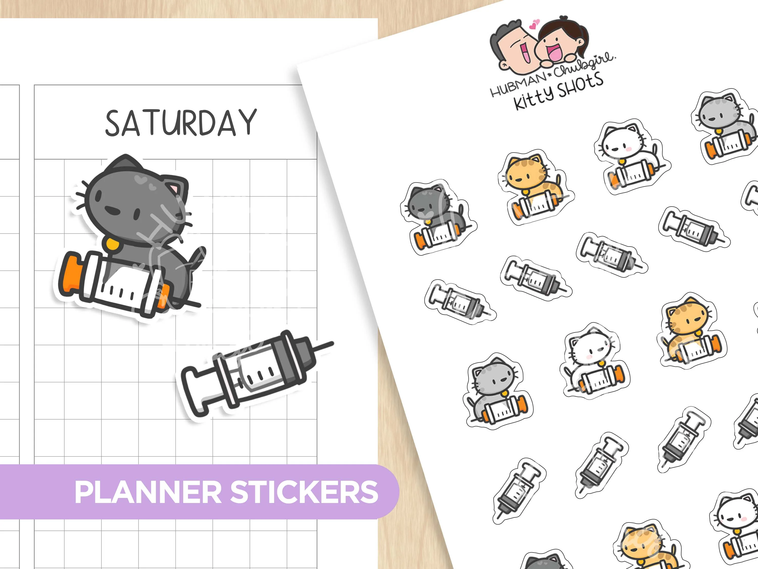 Kitty Shots Planner Stickers