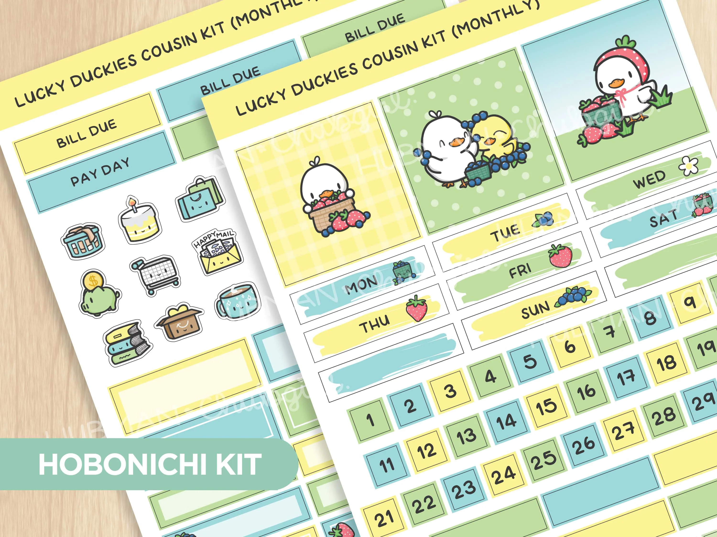 Lucky Duckies Theme Hobonichi Cousin Monthly Kit (Set of 2)
