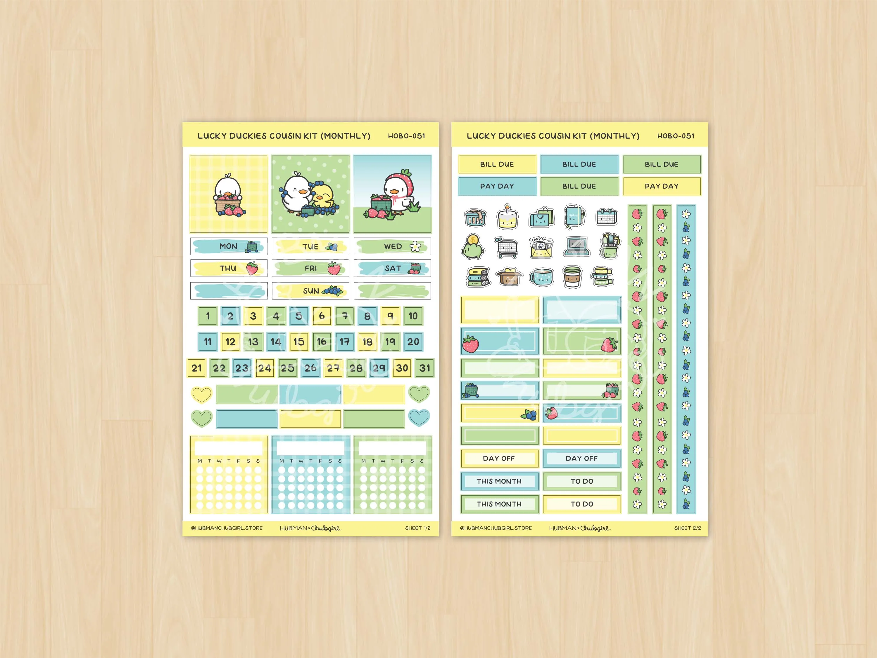 Lucky Duckies Theme Hobonichi Cousin Monthly Kit (Set of 2) - Image 2