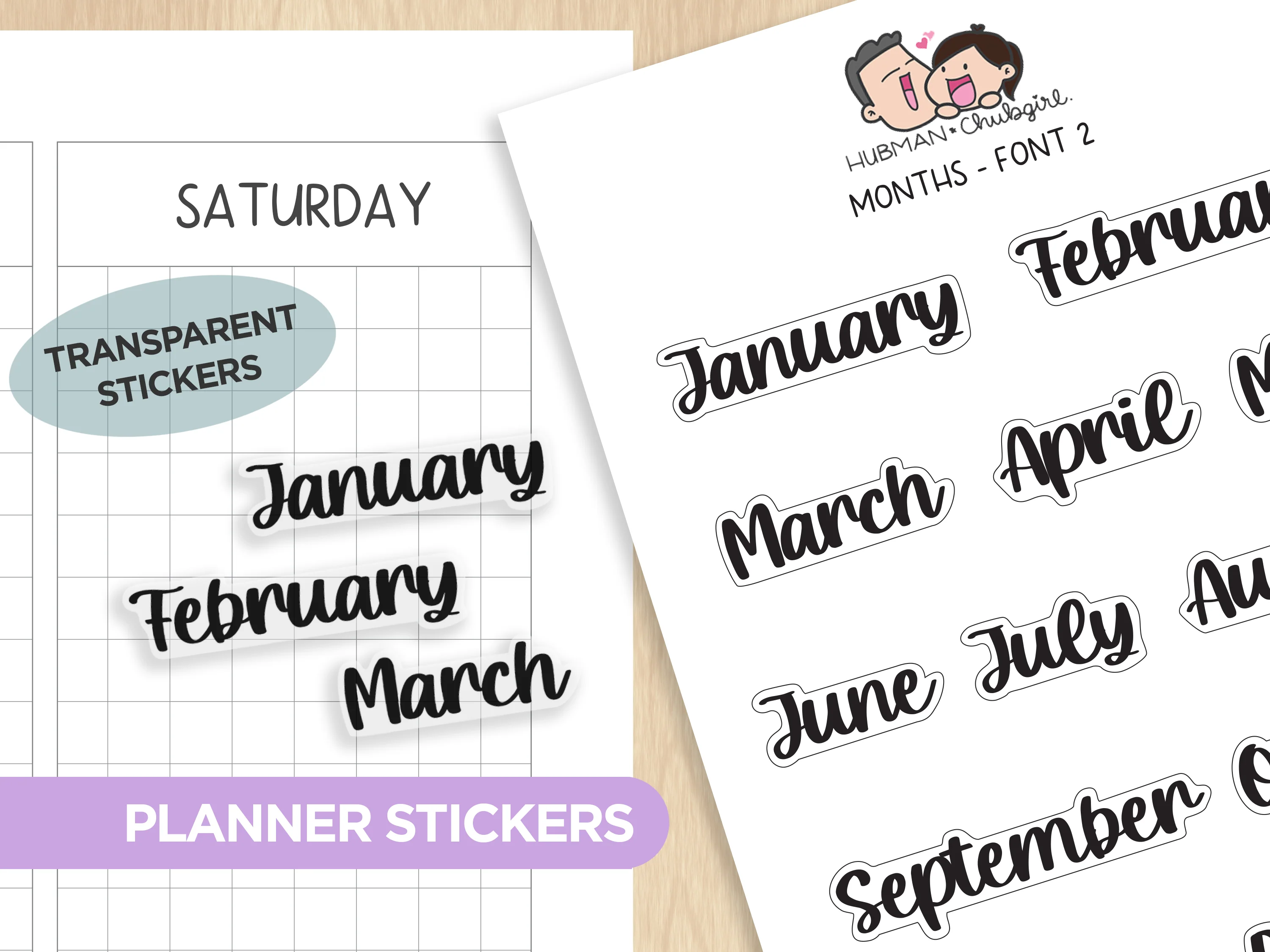 Months - Text Planner Stickers (Font 2)
