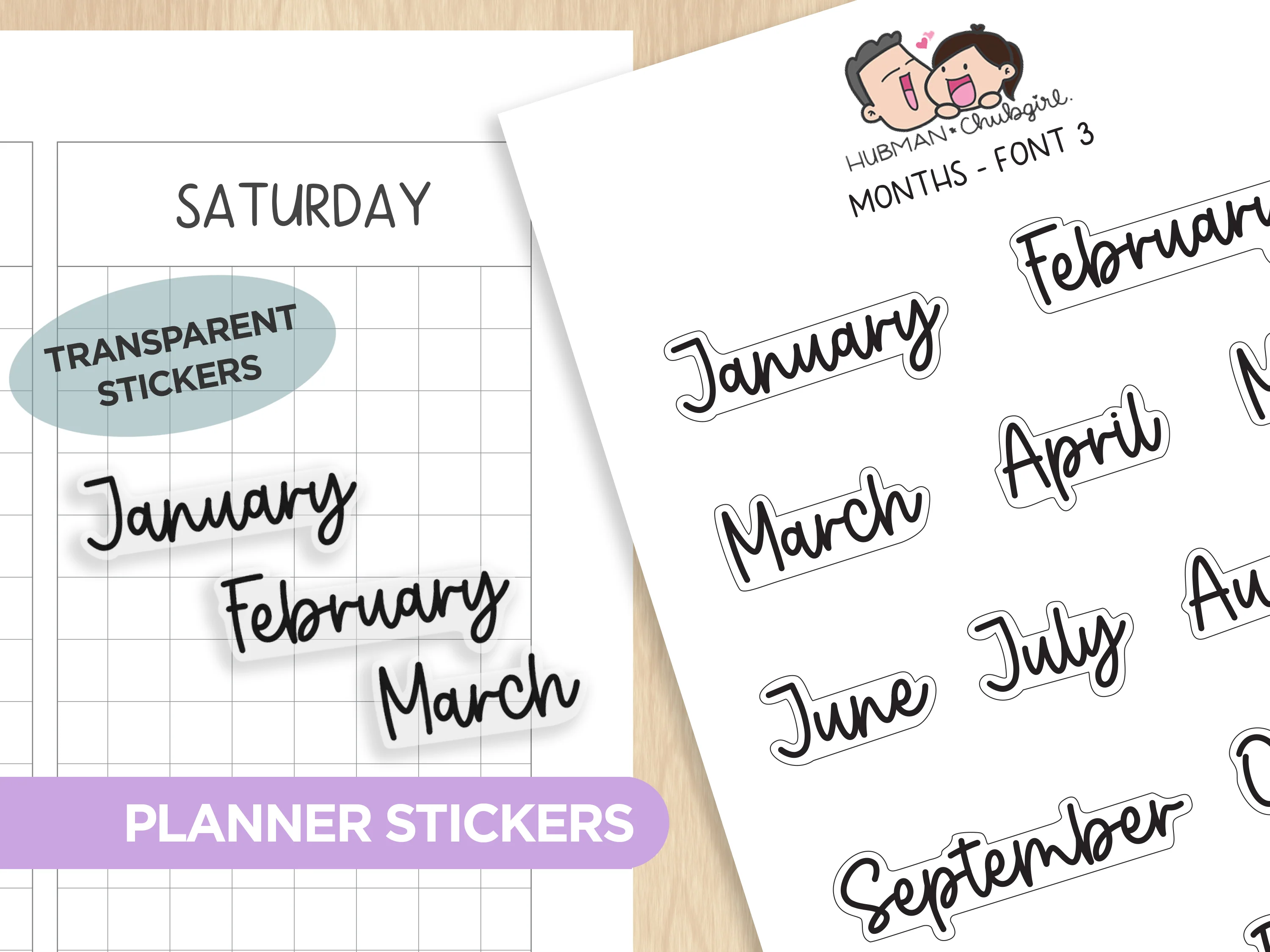 Months - Text Planner Stickers (Font 3)