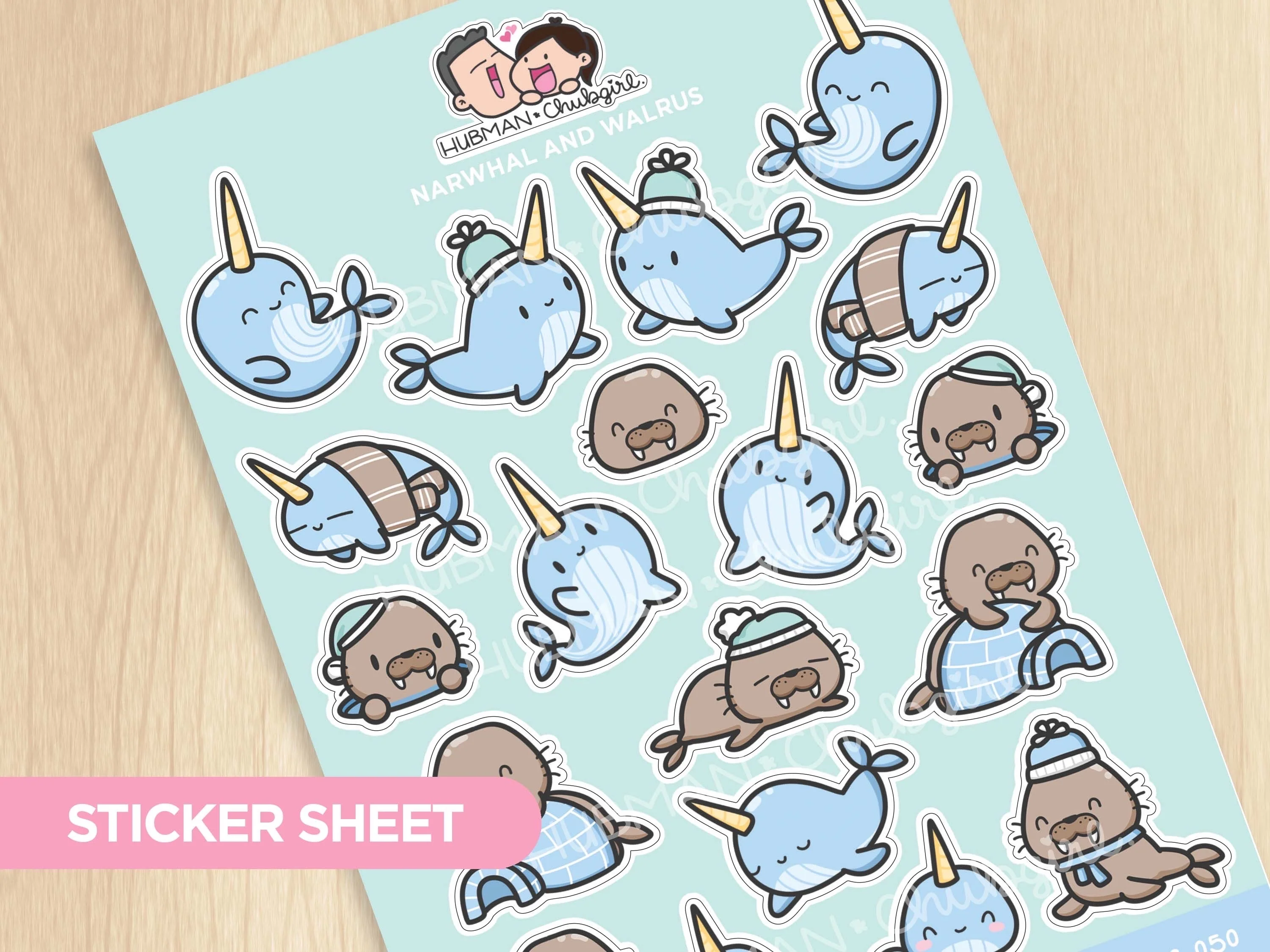 Narwhal and Walrus Sticker Sheet