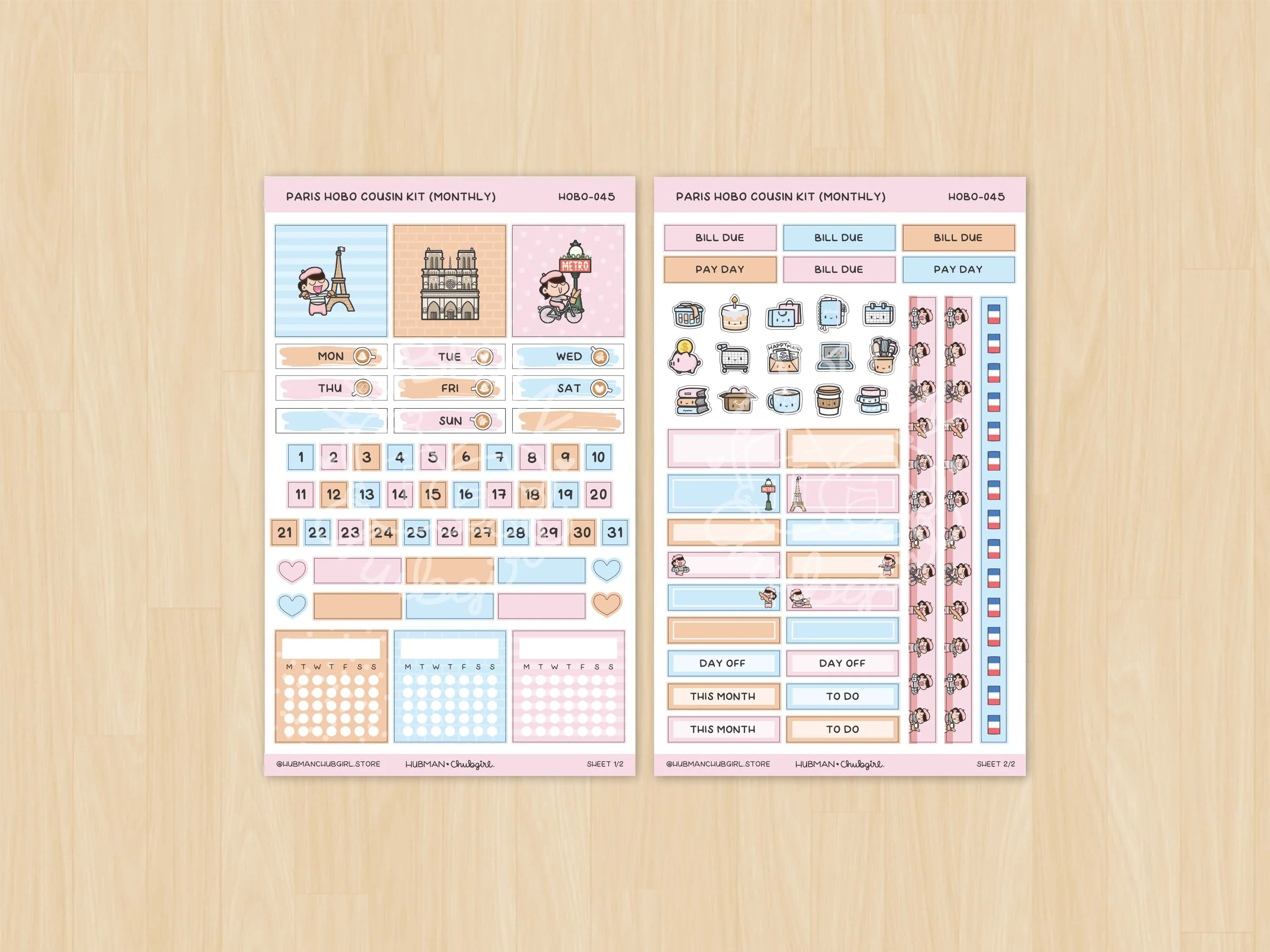 Paris Theme Hobonichi Cousin Monthly Kit (Set of 2) - Image 2