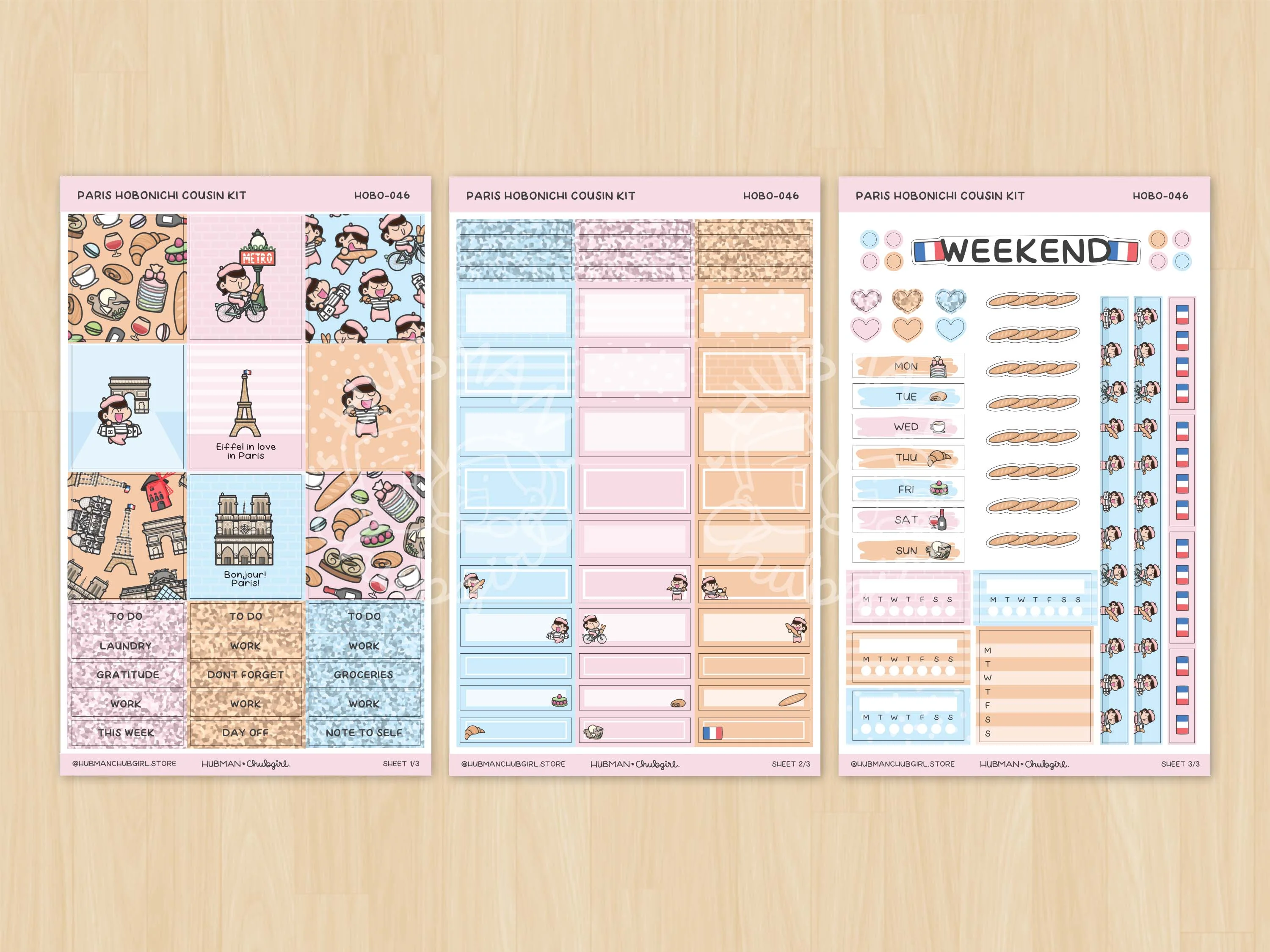 Paris Theme Hobonichi Cousin Weekly Kit (Set of 3) - Image 2
