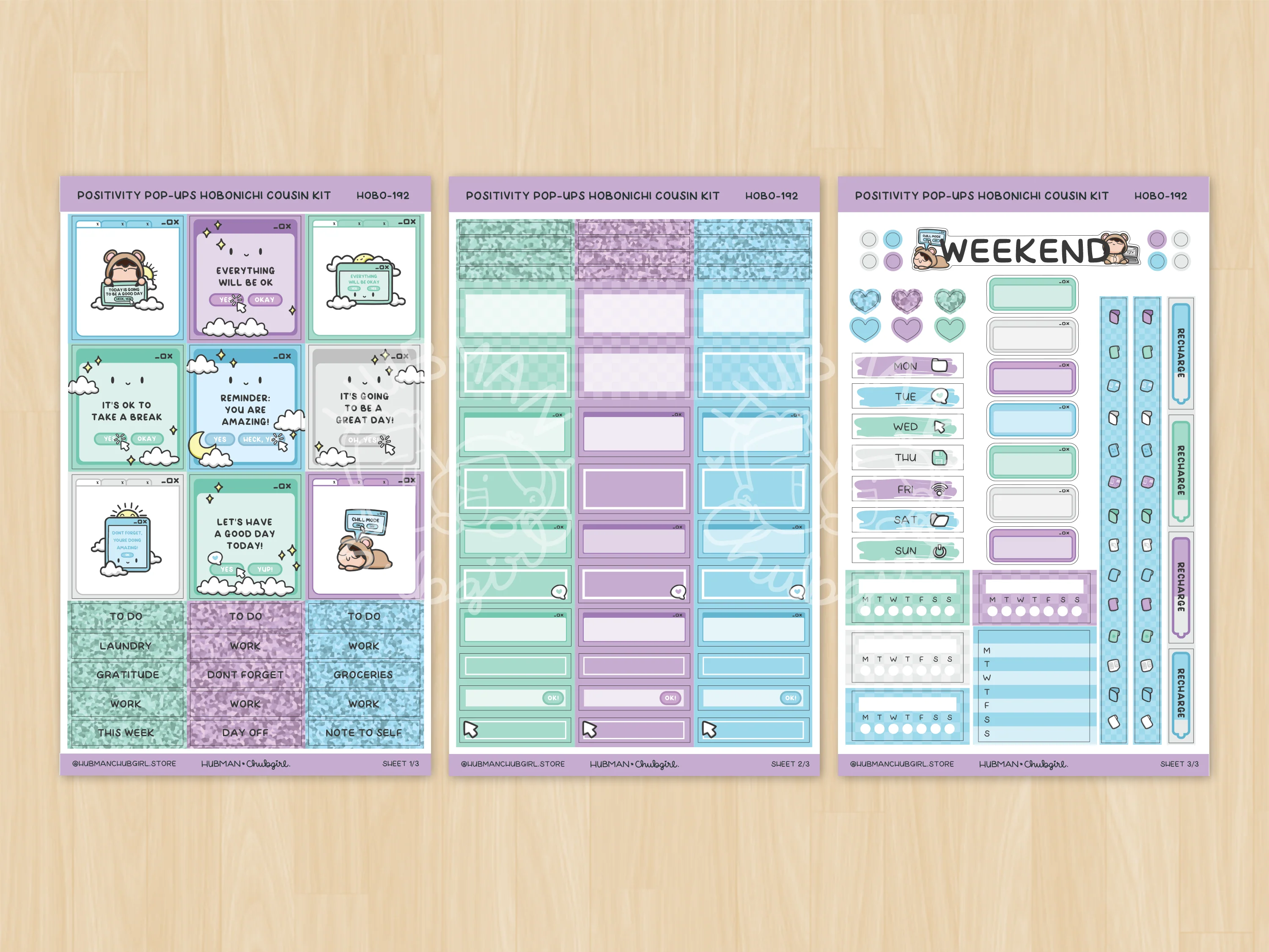 Positivity Pop-Ups Theme Hobonichi Cousin Weekly Kit (Set of 3) - Image 2
