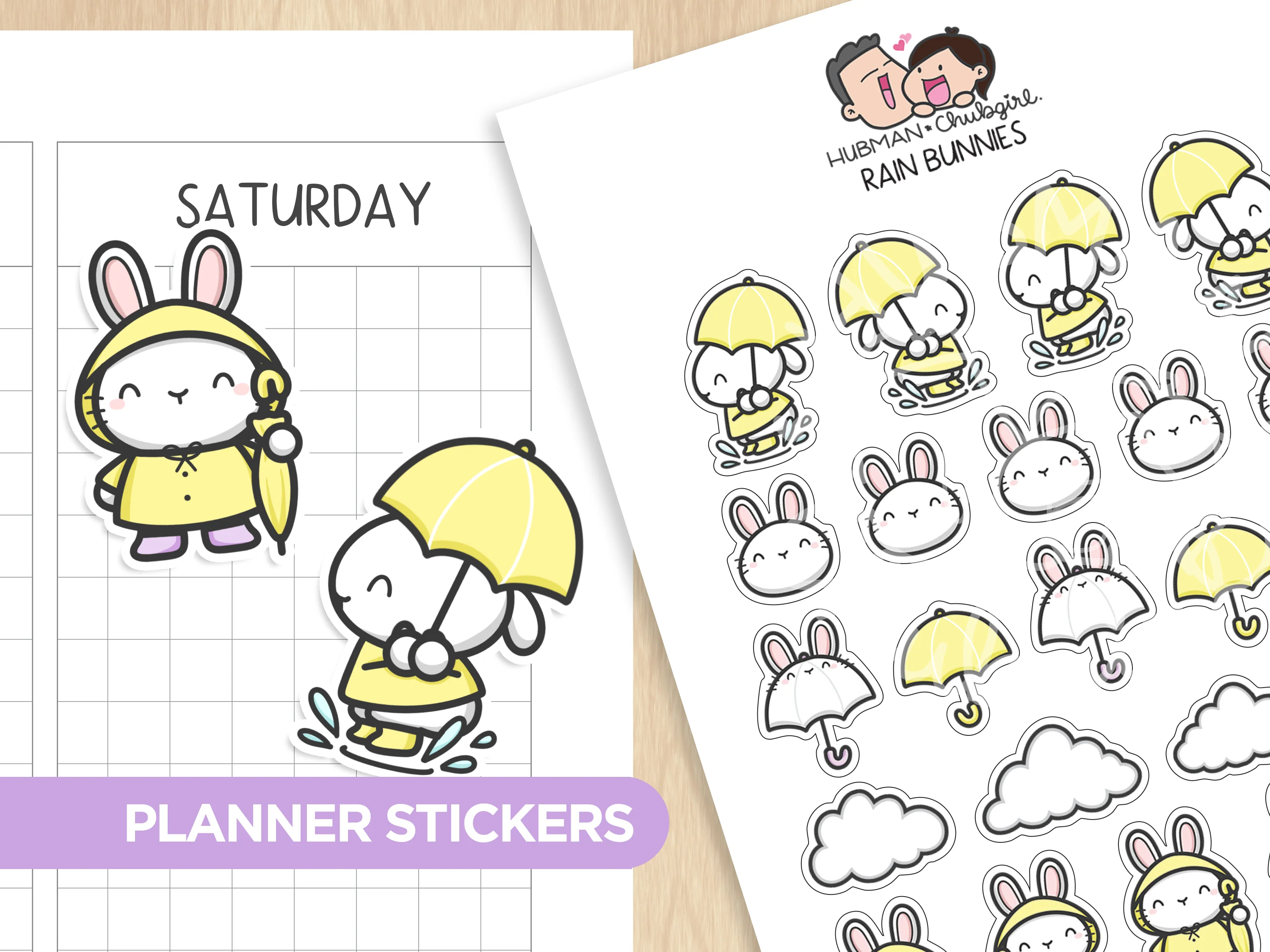 Rain Bunnies Planner Stickers