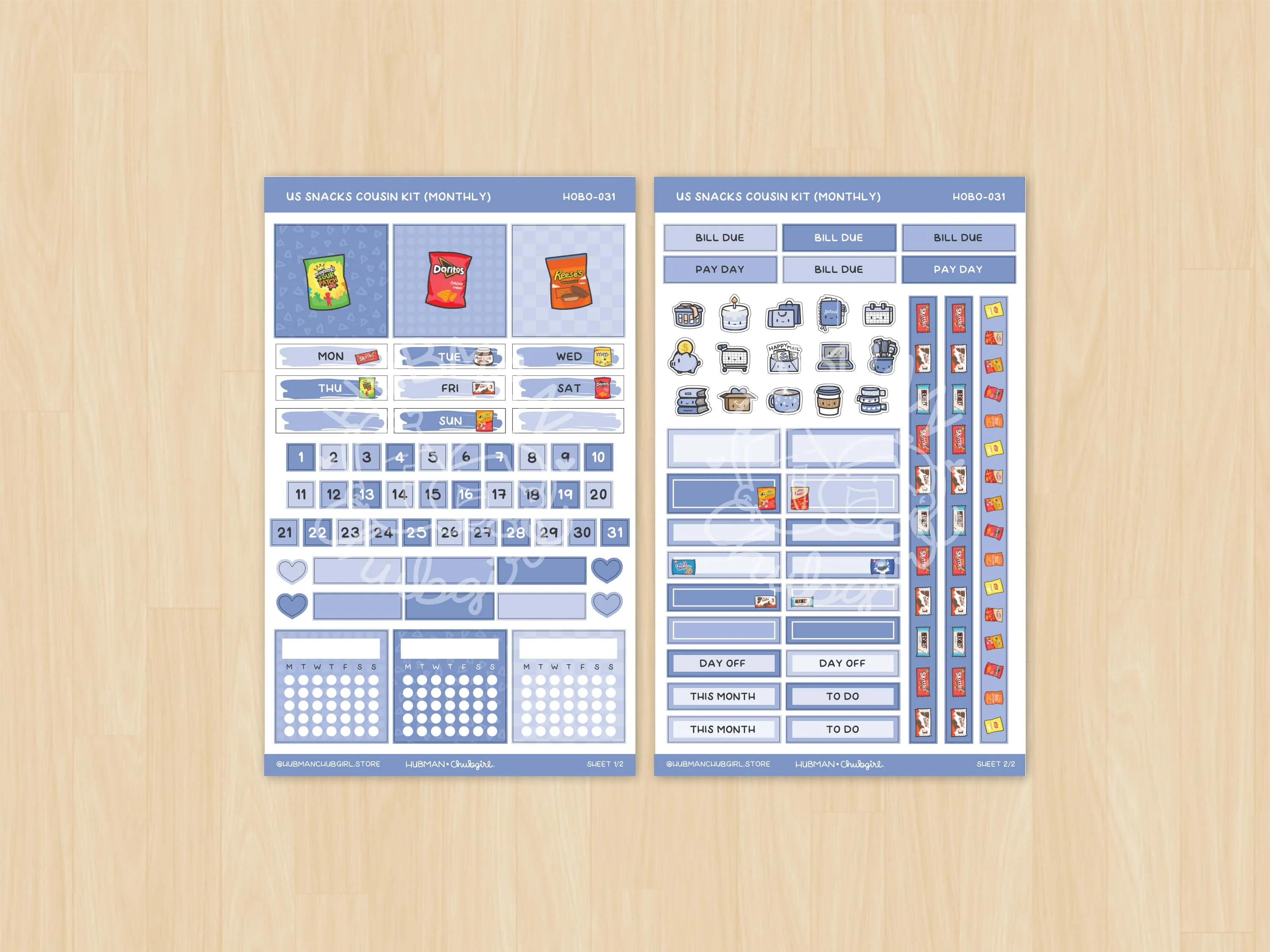 US Snacks Theme Hobonichi Cousin Monthly Kit (Set of 2) - Image 2