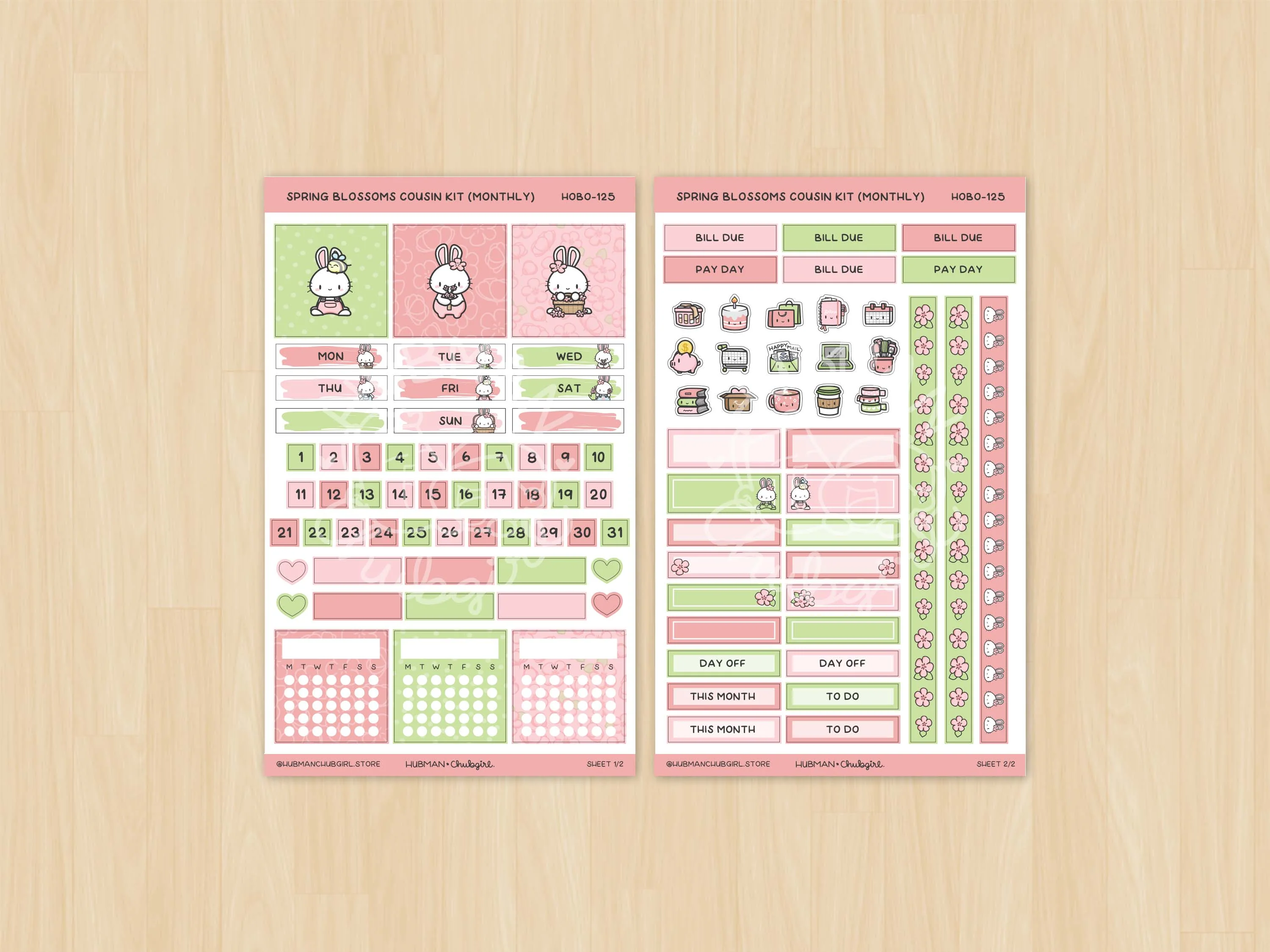 Spring Blossoms Theme Hobonichi Cousin Monthly Kit (Set of 2) - Image 2