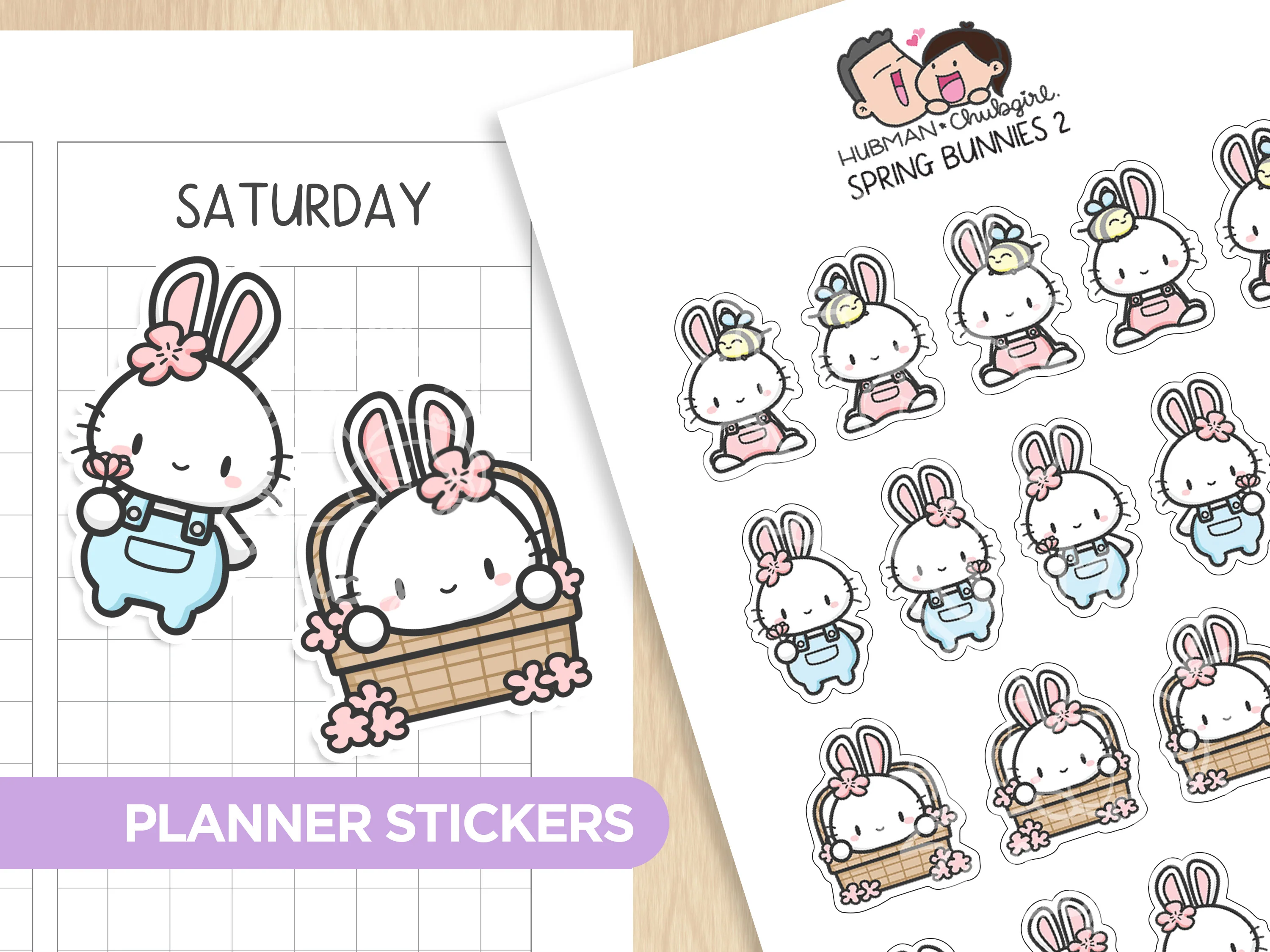 Spring Bunnies 2 Planner Stickers