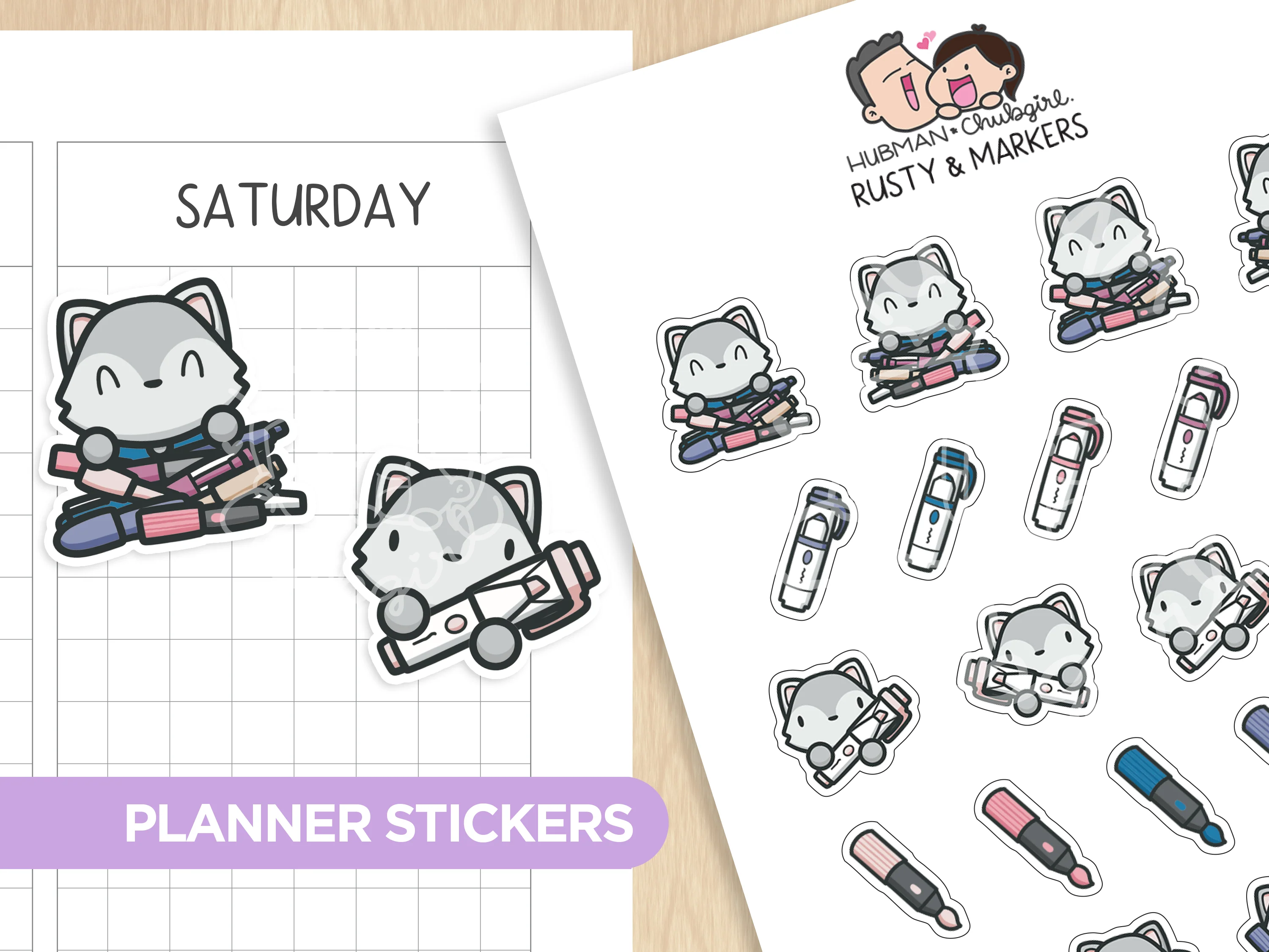 Rusty and Markers Planner Stickers