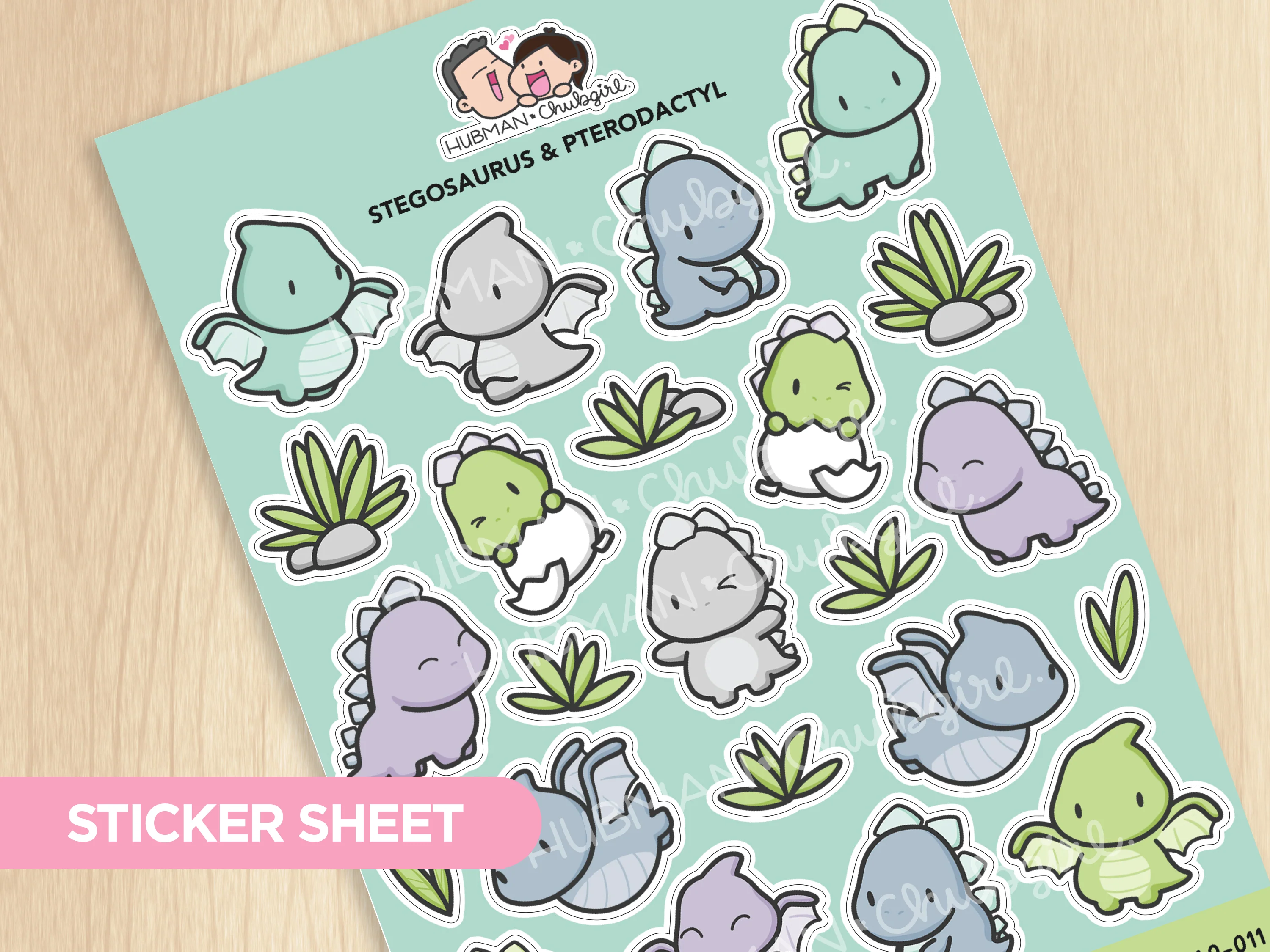 Sticker Sheet - Stegosaurus & Pterodactyl