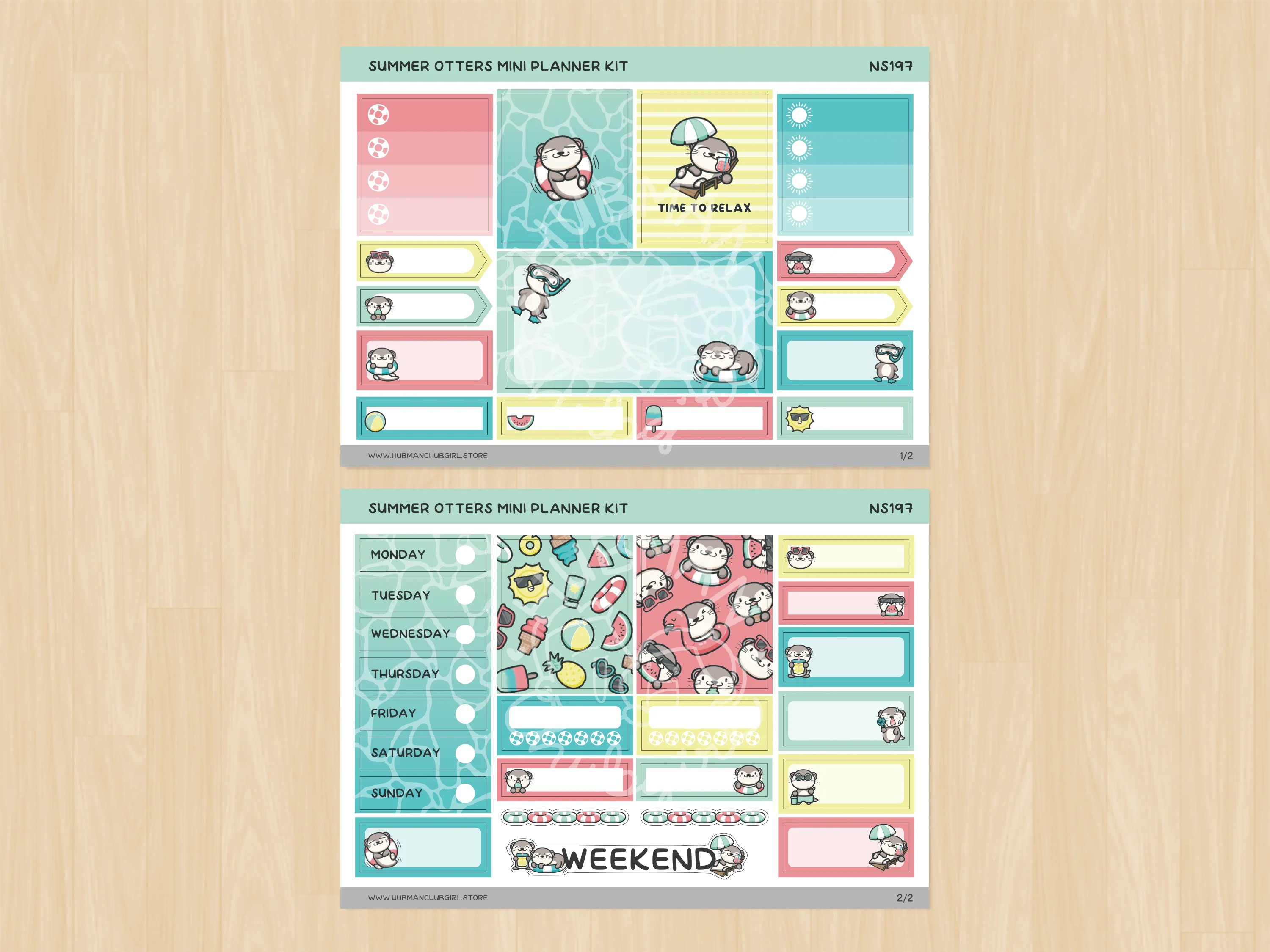 Summer Otters Mini Planner Kit (Set of 2) - Image 2