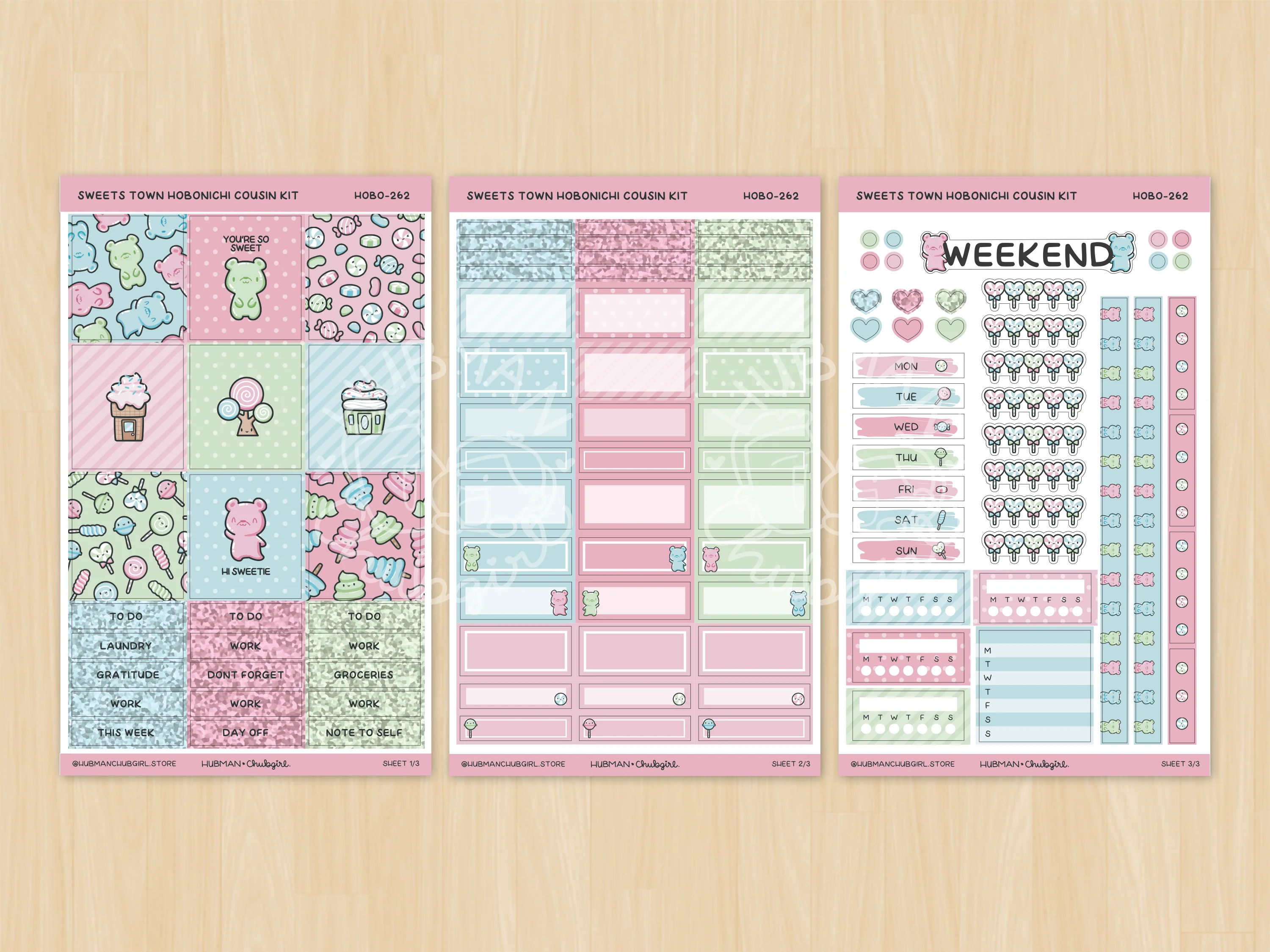 Sweets Town Theme Hobonichi Cousin Weekly Kit (Set of 3) - Image 2