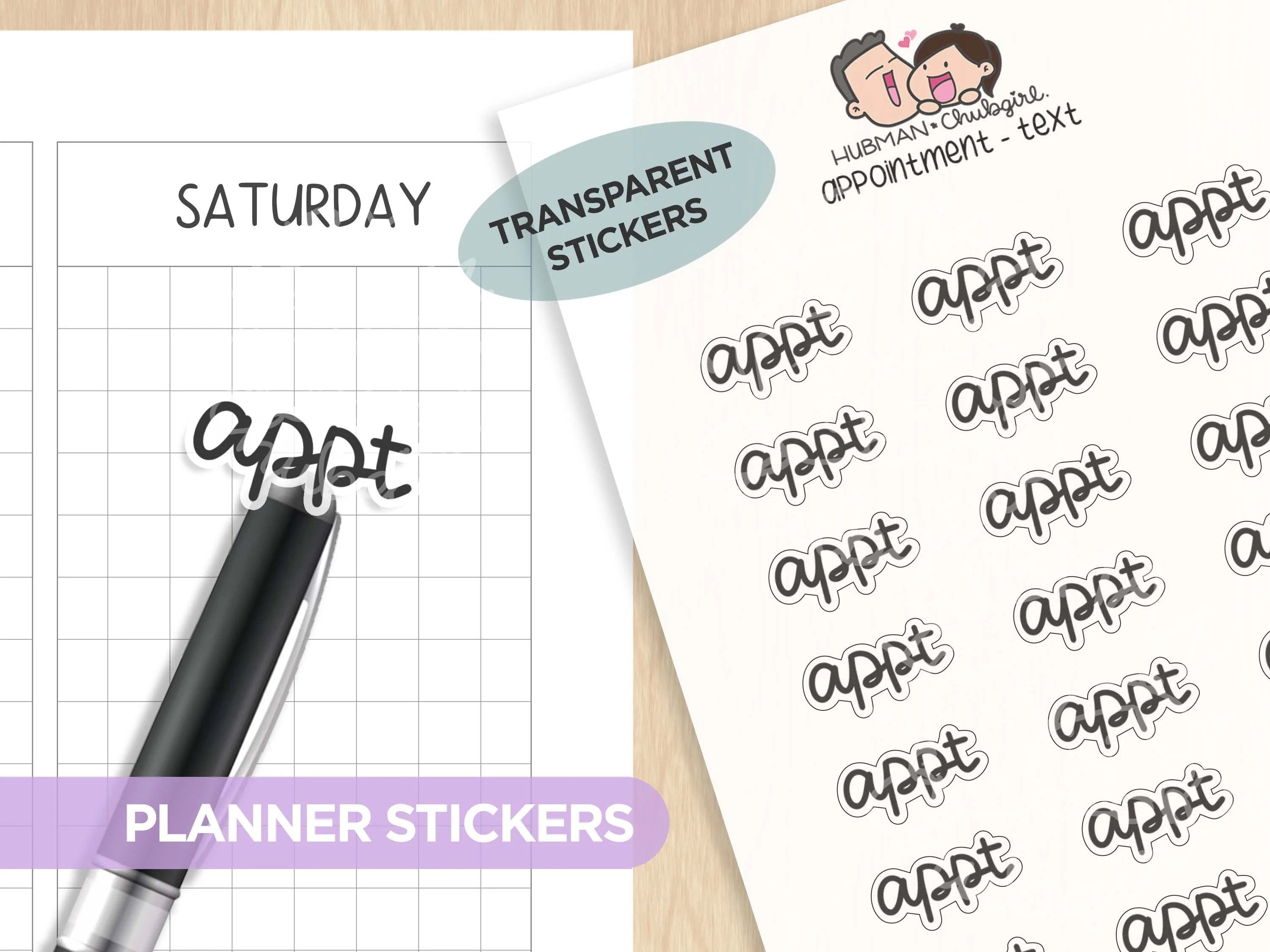 Text Planner Stickers Set (Script Font) - Image 5