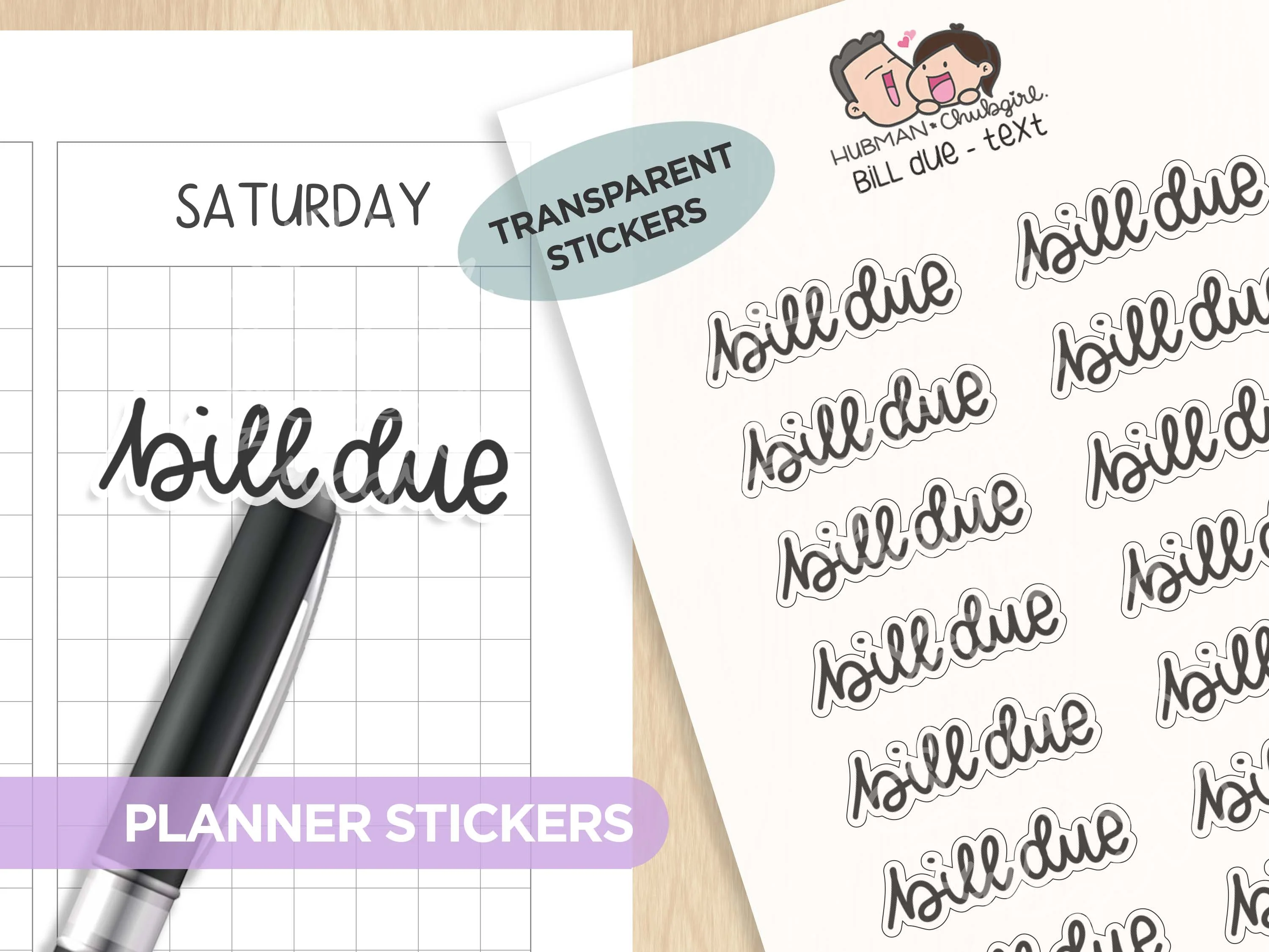 Text Planner Stickers Set (Script Font) - Image 6
