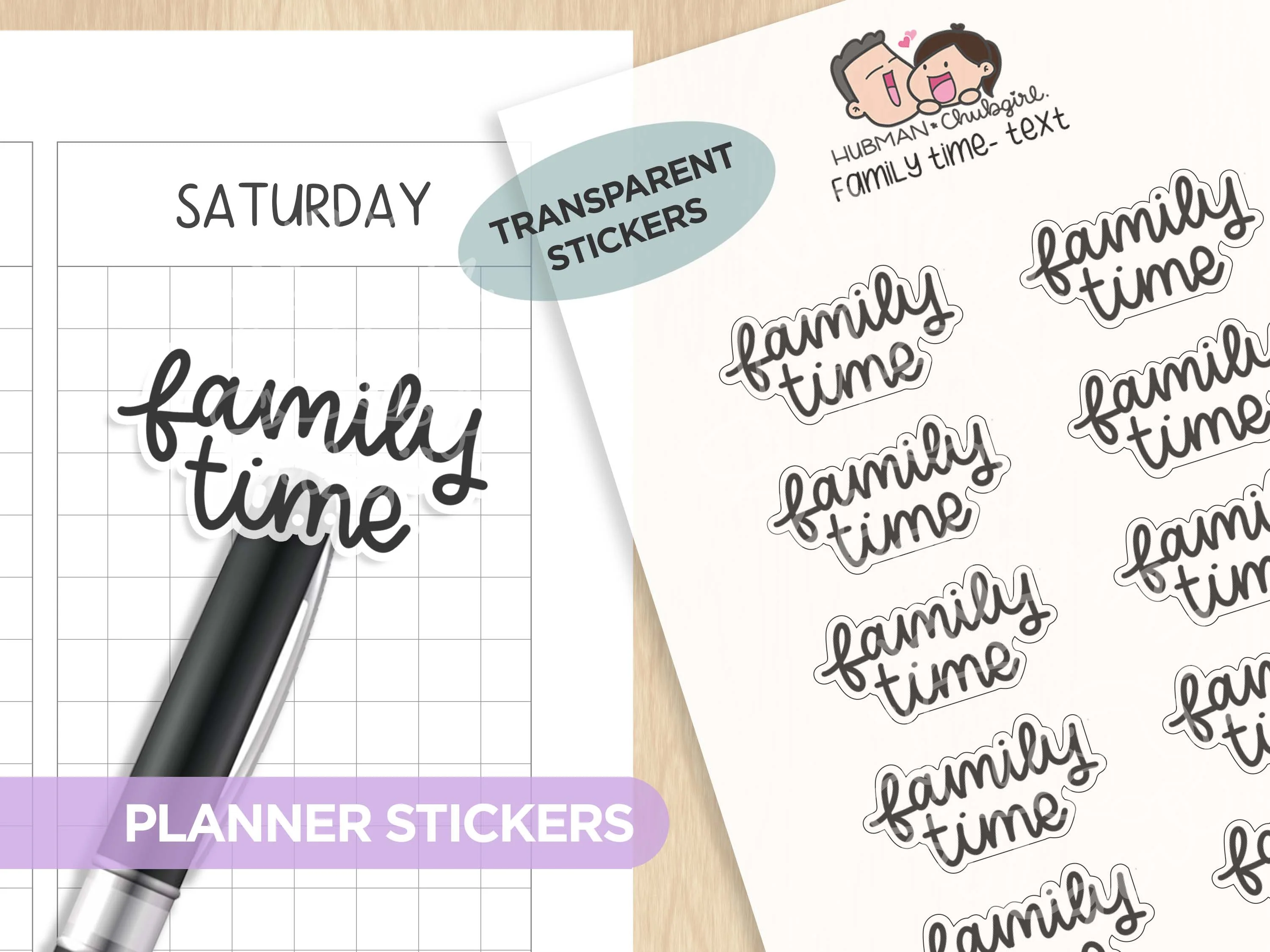 Text Planner Stickers Set (Script Font) - Image 7