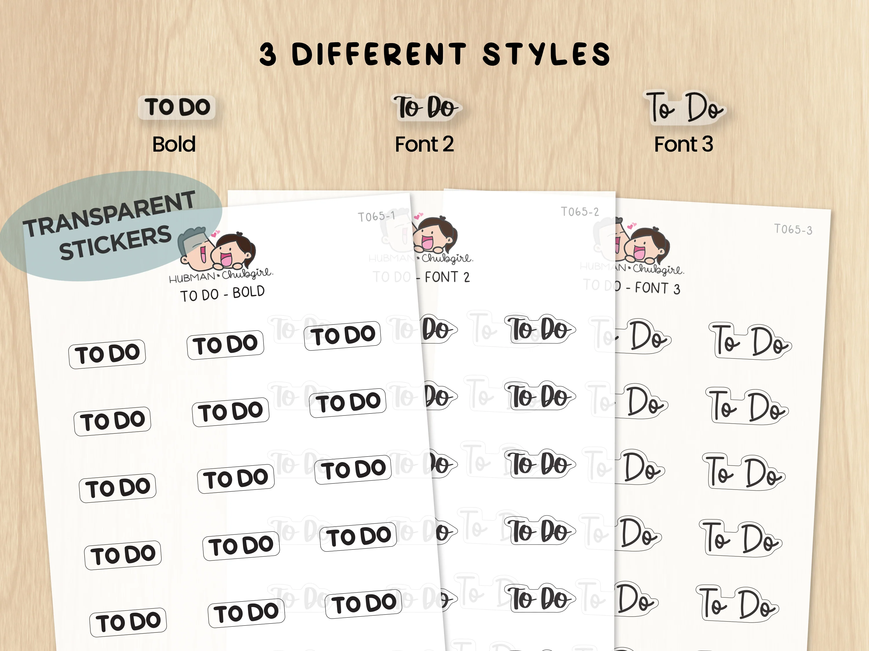 To Do - Text Planner Stickers (3 Font Styles)