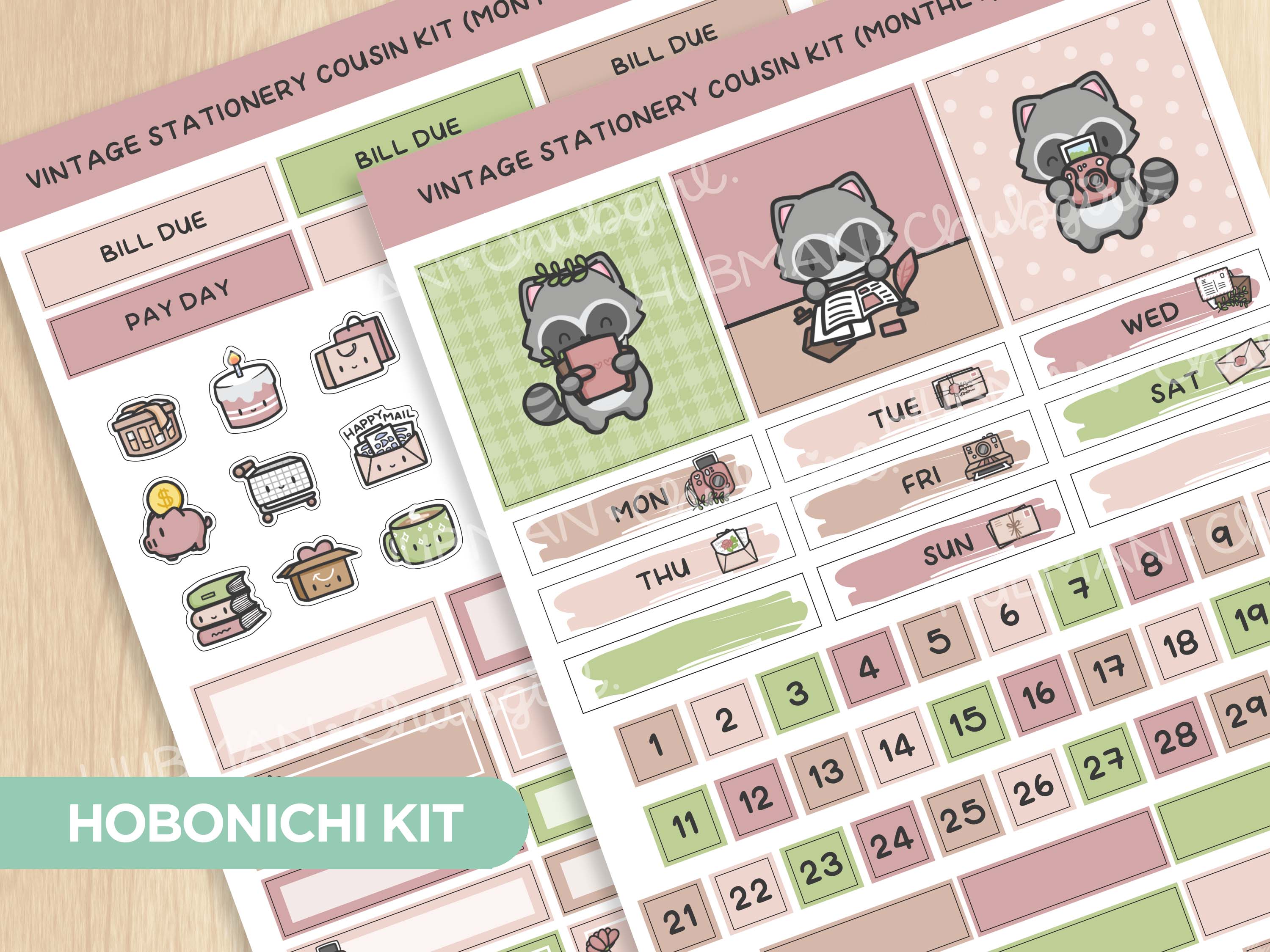 Vintage Stationery Theme Hobonichi Cousin Monthly Kit (Set of 2)
